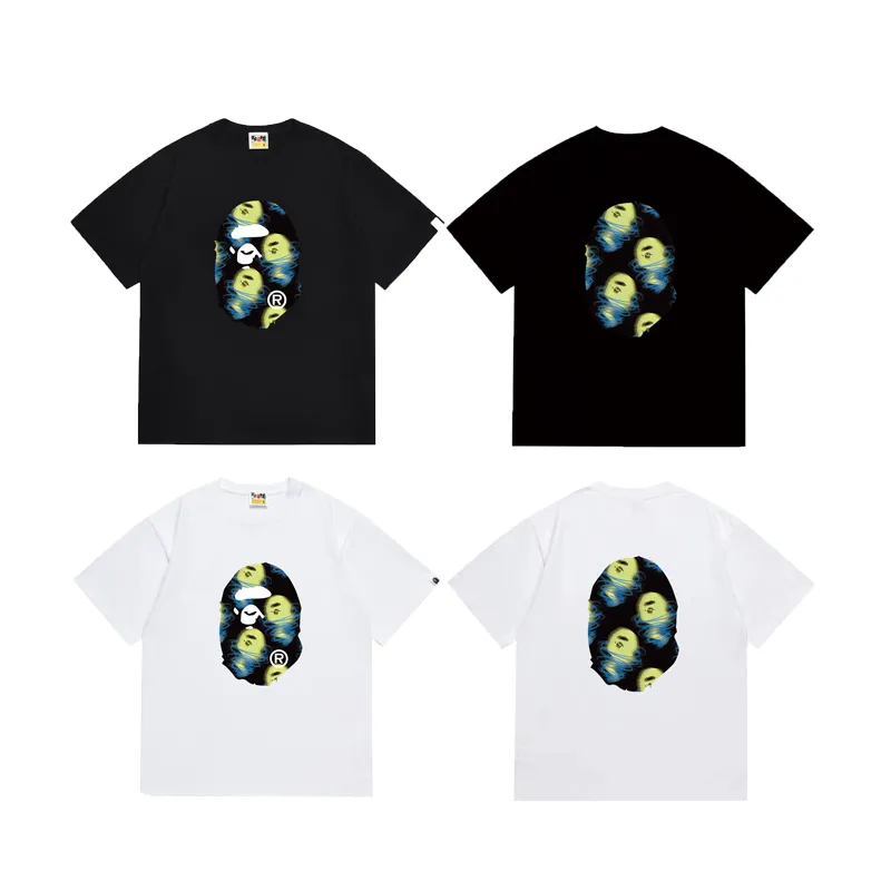 SC1033#p110💰 (top version) BAPE uses 260 grams of high-quality high-weave pure cotton fabric, double yarn combed, soft and non-pilling texture, imported environmentally friendly printing glue, bright and three-dimensional pattern, quality 💥Same style for men and women, the upper body is fashionable Color: Black White Size: S M L XL XXL