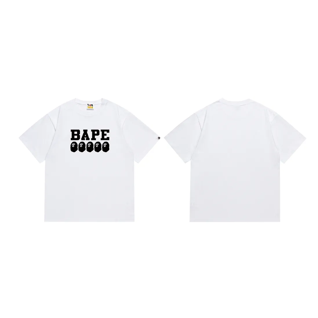 P110 SC049# (top version) BAPE ape head letter LOGO printed short-sleeved T-shirt Made of 260 grams of high-quality high-woven pure cotton fabric, double yarn combed, soft texture and no pilling Imported environmentally friendly printing glue, bright and three-dimensional pattern, quality 💥Same style for men and women, the upper body is fashionable Color: black and white Size: S M L XL XXL