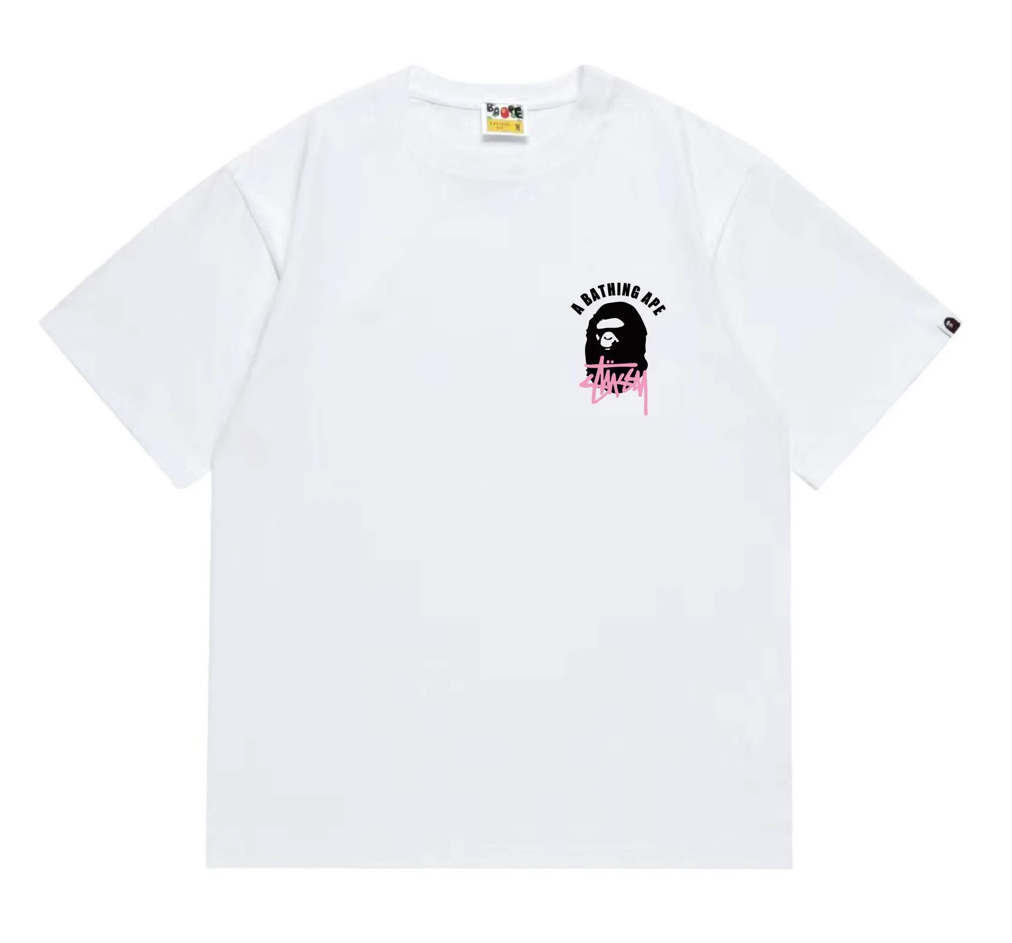 SC207#p110💰 (Top version) BAPE×Stussy co-branded Stussy letter ape print T-shirt Made of 260 grams of high-quality high-weave pure cotton fabric, double yarn combed, soft and non-pilling, imported environmentally friendly printing glue, bright and three-dimensional pattern, quality 💥Same style for men and women, the upper body is fashionable Color: black and white, gray and white, pink and white, red and white, white and black, gray and black, pink and black, red and black Size: S M L XL XXL