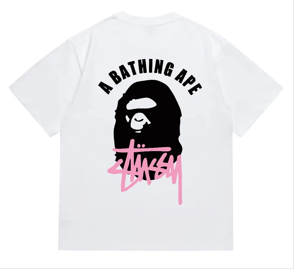 SC207#p110💰 (Top version) BAPE×Stussy co-branded Stussy letter ape print T-shirt Made of 260 grams of high-quality high-weave pure cotton fabric, double yarn combed, soft and non-pilling, imported environmentally friendly printing glue, bright and three-dimensional pattern, quality 💥Same style for men and women, the upper body is fashionable Color: black and white, gray and white, pink and white, red and white, white and black, gray and black, pink and black, red and black Size: S M L XL XXL