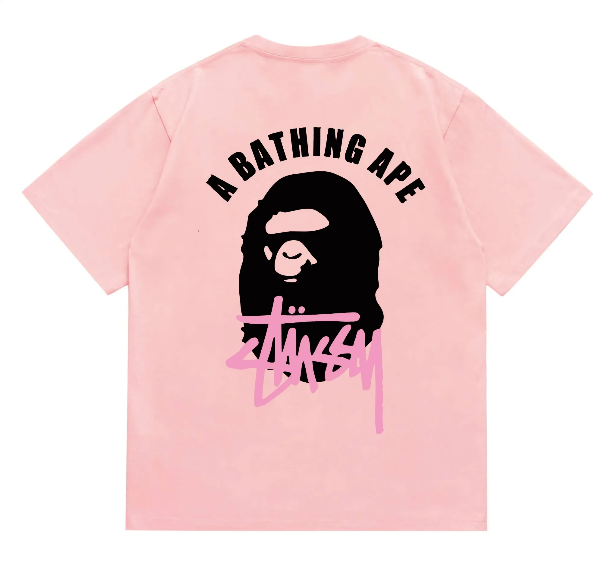 SC207#p110💰 (Top version) BAPE×Stussy co-branded Stussy letter ape print T-shirt Made of 260 grams of high-quality high-weave pure cotton fabric, double yarn combed, soft and non-pilling, imported environmentally friendly printing glue, bright and three-dimensional pattern, quality 💥Same style for men and women, the upper body is fashionable Color: black and white, gray and white, pink and white, red and white, white and black, gray and black, pink and black, red and black Size: S M L XL XXL
