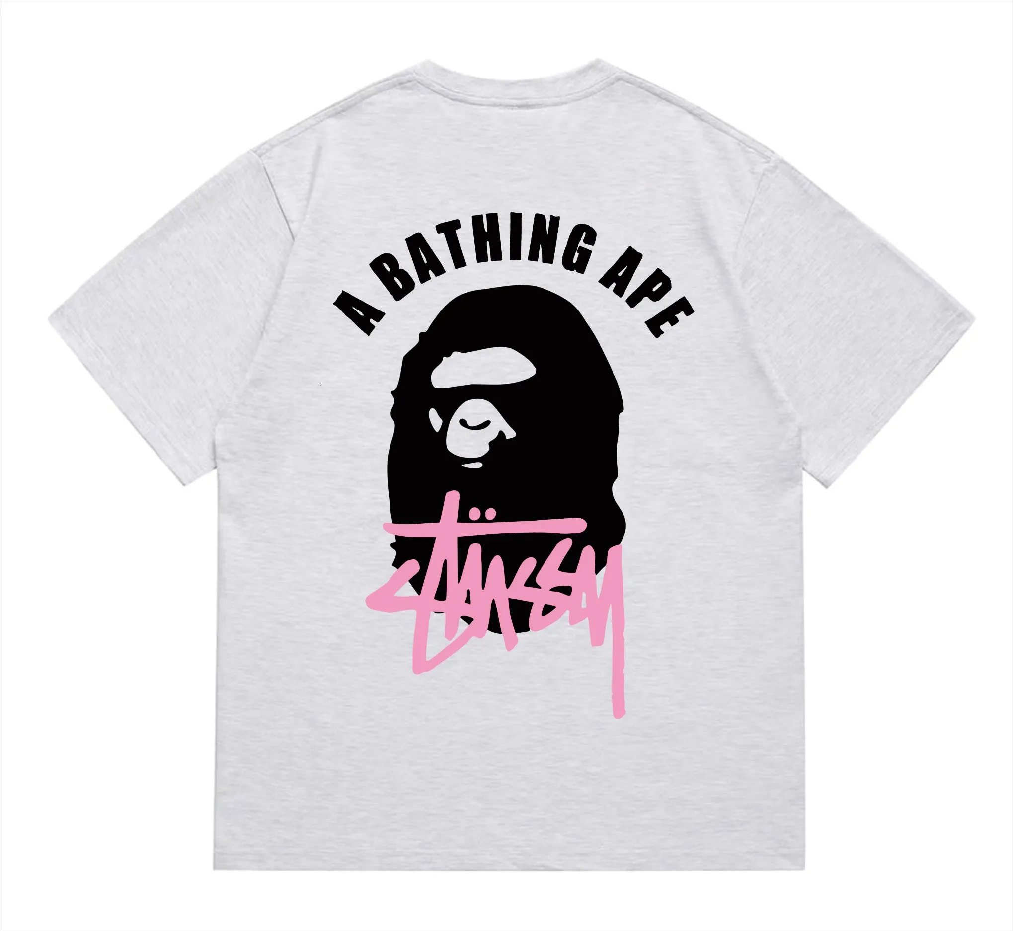 SC207#p110💰 (Top version) BAPE×Stussy co-branded Stussy letter ape print T-shirt Made of 260 grams of high-quality high-weave pure cotton fabric, double yarn combed, soft and non-pilling, imported environmentally friendly printing glue, bright and three-dimensional pattern, quality 💥Same style for men and women, the upper body is fashionable Color: black and white, gray and white, pink and white, red and white, white and black, gray and black, pink and black, red and black Size: S M L XL XXL