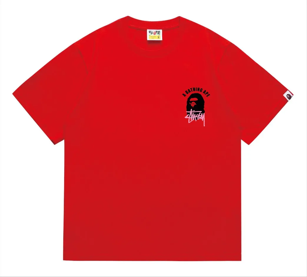 SC207#p110💰 (Top version) BAPE×Stussy co-branded Stussy letter ape print T-shirt Made of 260 grams of high-quality high-weave pure cotton fabric, double yarn combed, soft and non-pilling, imported environmentally friendly printing glue, bright and three-dimensional pattern, quality 💥Same style for men and women, the upper body is fashionable Color: black and white, gray and white, pink and white, red and white, white and black, gray and black, pink and black, red and black Size: S M L XL XXL