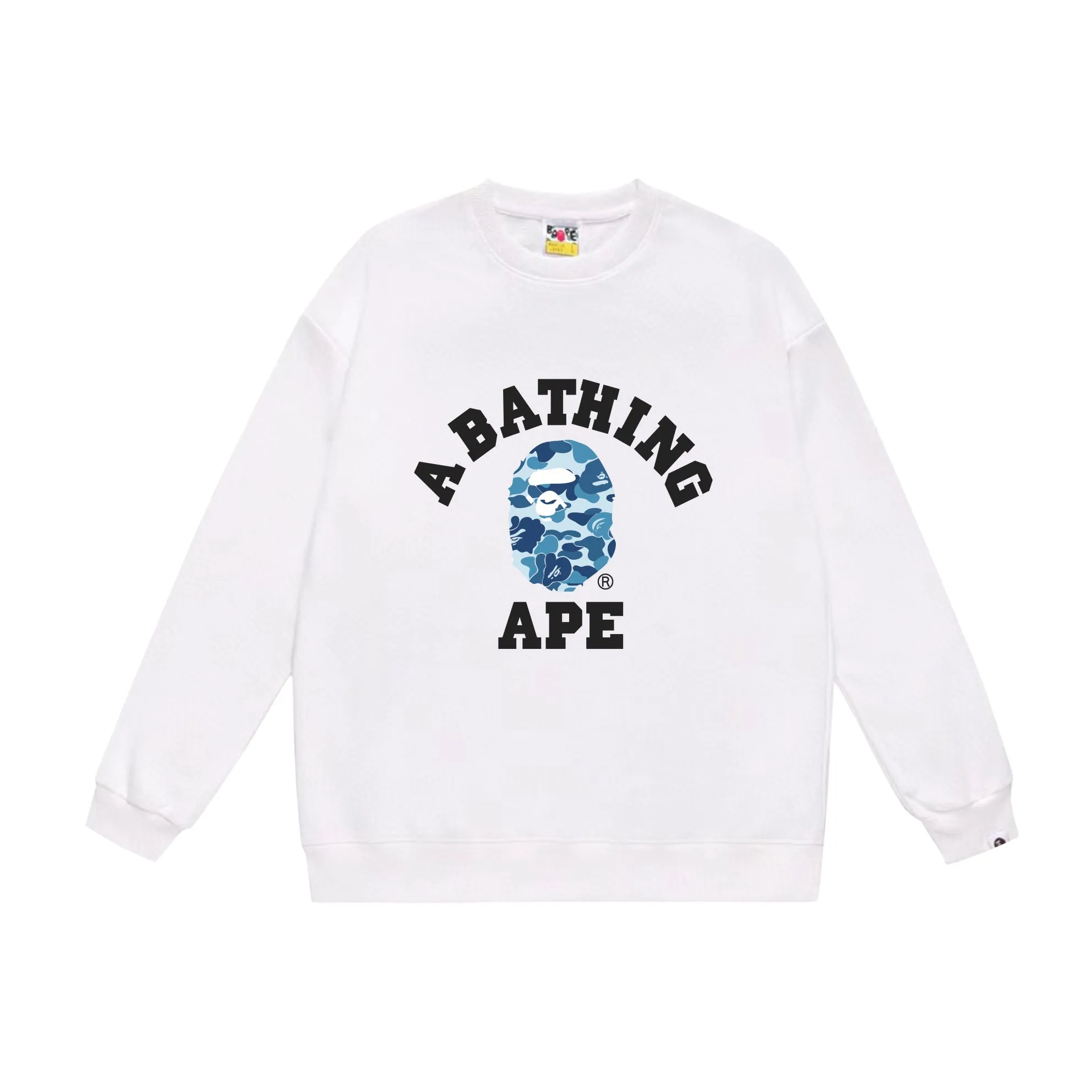 P170 model number SC566# terry 80 plus velvet 85 (top version) BAPE ape head classic letter camouflage printed round neck sweatshirt. Made of 350 grams of large terry (drop shoulder large version) fabric, soft texture and no pilling. Imported environmentally friendly printing glue, bright and three-dimensional pattern, quality 💥Same style for men and women. The upper body is trendy. Colors: black and blue, white and blue, gray and blue, black and pink, white and gray, black and green, white and green, gray and green. Size: S M L XL XXL