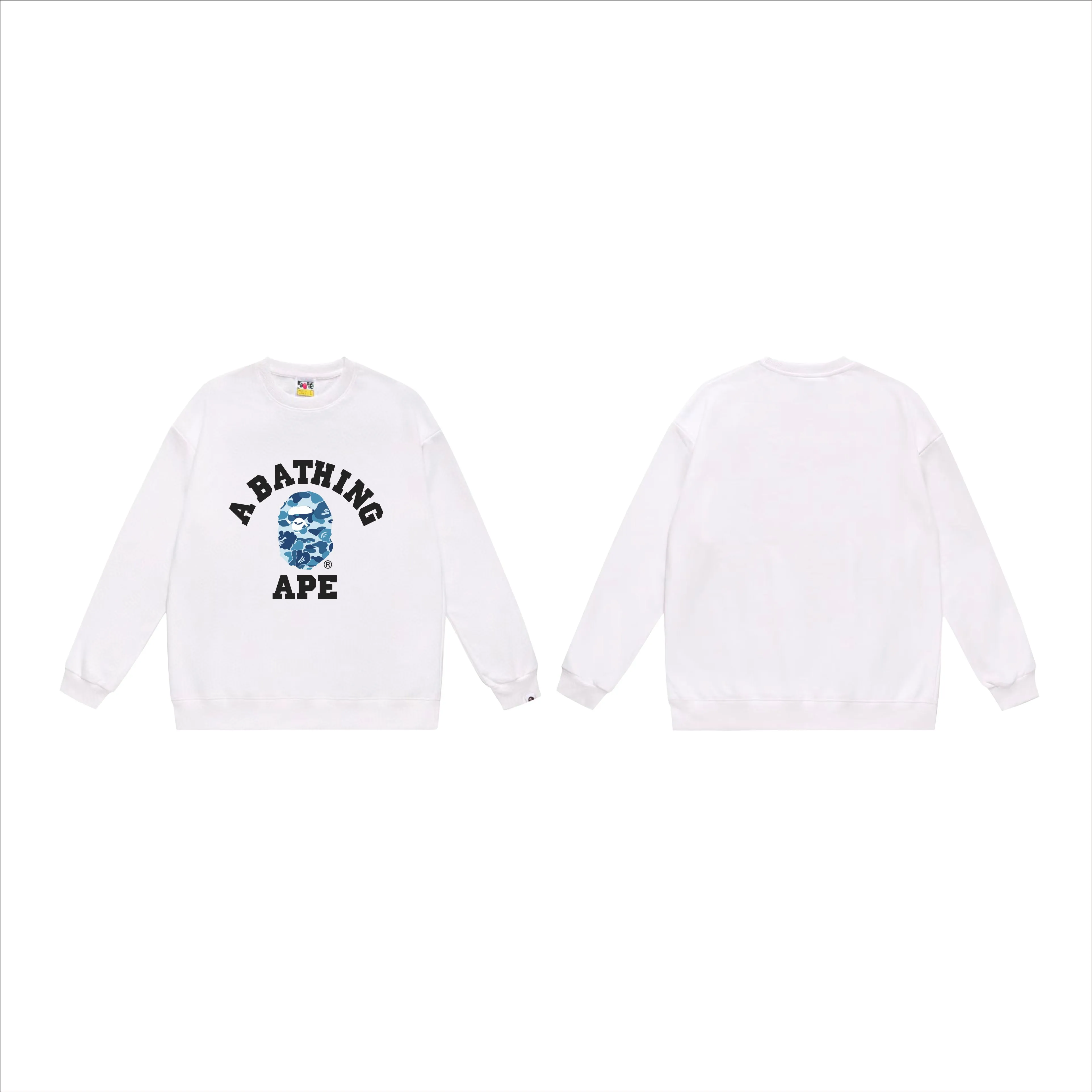 P170 model number SC566# terry 80 plus velvet 85 (top version) BAPE ape head classic letter camouflage printed round neck sweatshirt. Made of 350 grams of large terry (drop shoulder large version) fabric, soft texture and no pilling. Imported environmentally friendly printing glue, bright and three-dimensional pattern, quality 💥Same style for men and women. The upper body is trendy. Colors: black and blue, white and blue, gray and blue, black and pink, white and gray, black and green, white and green, gray and green. Size: S M L XL XXL