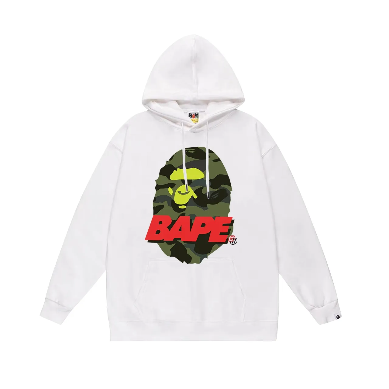 Model No. SC624# terry p160 plus velvet p180💰 (top version) BAPE camouflage ape head pattern contrasting letter print hooded sweatshirt. Made of 380g large terry 430g silver fox velvet (drop shoulder large version) fabric. The texture is soft and non-pilling. Imported environmentally friendly printing glue. The pattern is bright and three-dimensional. Quality💥Same style for men and women. The upper body is trendy. Color: black white gray Size: S M L XL XXL