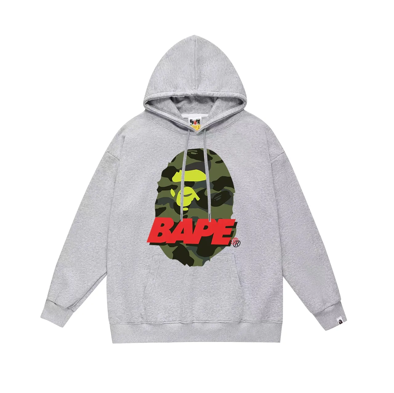 Model No. SC624# terry p160 plus velvet p180💰 (top version) BAPE camouflage ape head pattern contrasting letter print hooded sweatshirt. Made of 380g large terry 430g silver fox velvet (drop shoulder large version) fabric. The texture is soft and non-pilling. Imported environmentally friendly printing glue. The pattern is bright and three-dimensional. Quality💥Same style for men and women. The upper body is trendy. Color: black white gray Size: S M L XL XXL