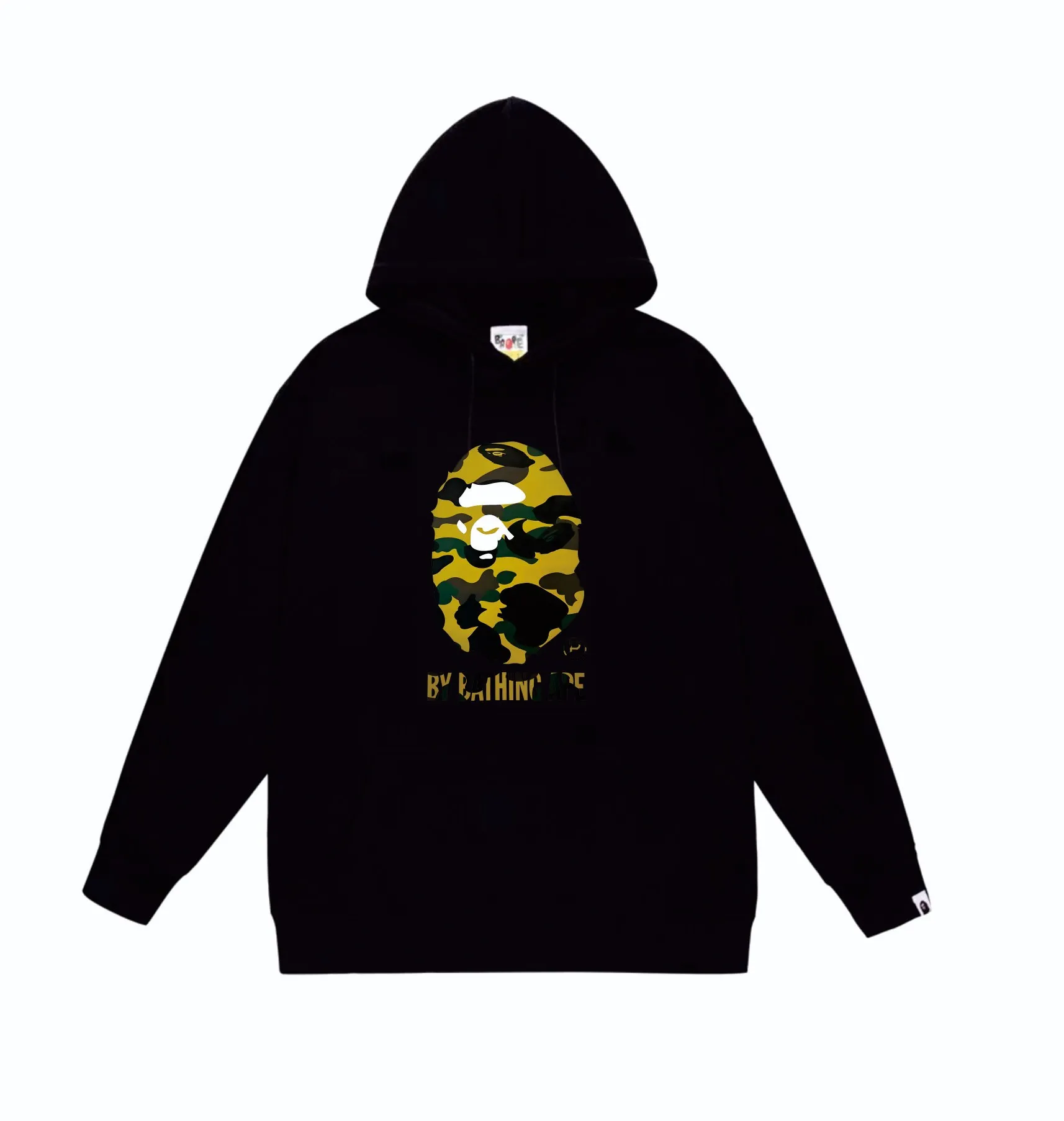 P160 model number SC860# terry 80 plus velvet 90 (top version) BAPE's classic great ape print camouflage hooded sweatshirt. Made of 380g large terry (drop shoulder large version) fabric. The texture is soft and does not pill. Imported environmentally friendly printing glue. The pattern is bright and three-dimensional. Quality💥Same style for men and women. The upper body is trendy. Color: black and yellow, white and yellow, gray and yellow, black and green, white and green, gray and green. Size: S M L XL XXL