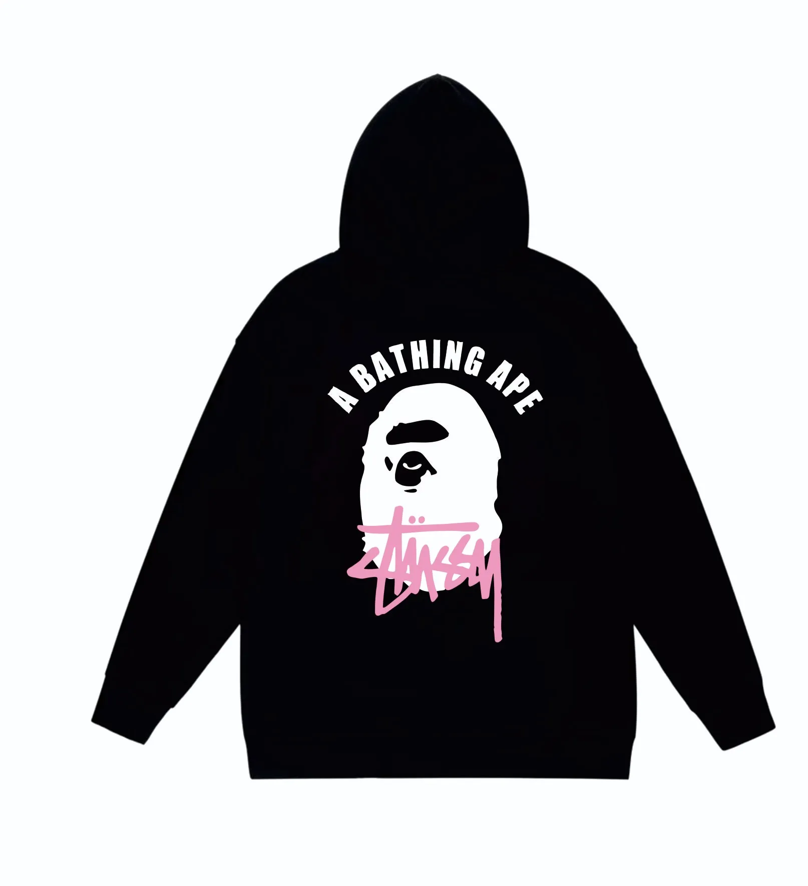 P160 model number SC807# terry 80 plus velvet 90 (top version) BAPE×STUSSY co-branded Stussy letter printed hooded sweatshirt Made of 380g large terry (drop shoulder large version) fabric, soft texture and no pilling Imported environmentally friendly printing glue The pattern is bright and three-dimensional Quality 💥Same style for men and women The upper body is trendy Color: black white gray Size: S M L XL XXL