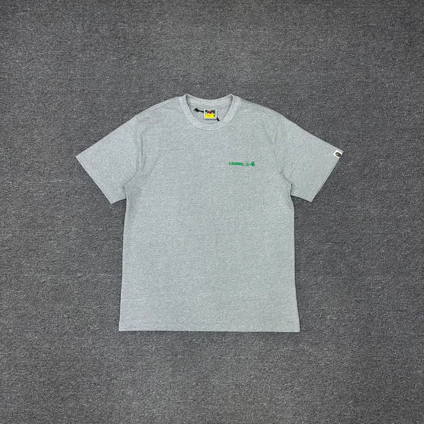 💰140 BAPE watermark pattern short-sleeved T-shirt 280g weight linen cotton fabric ZP version couple style: S-XXL [white gray]