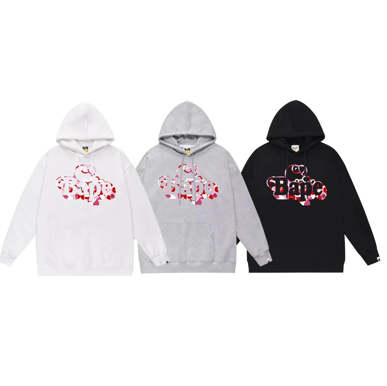 Model No. SC709#terry p160 plus velvet 180💰 (top version) BAPE camouflage cartoon BABY MILO printed hooded sweatshirt Made of 380g large terry (drop shoulder large version) fabric, soft texture and no pilling Imported environmentally friendly printing glue The pattern is bright and three-dimensional Quality💥Same style for men and women The upper body is fashionable Color: black red white red gray red Size: S M L XL XXL