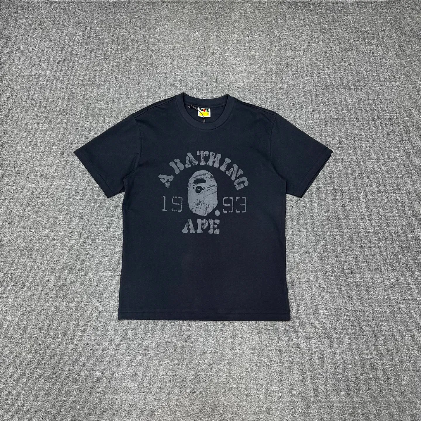 💰140 BAPE ape head letter 1993 digital printed short-sleeved T-shirt 280g weight linen cotton fabric ZP version couple style: S-XXL [charcoal gray white]
