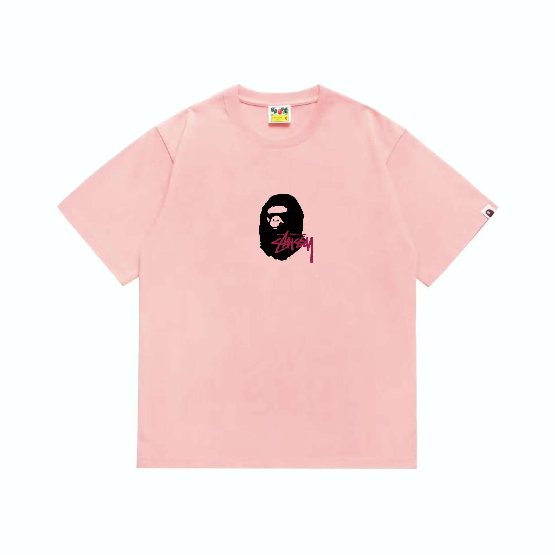 SC210#p110💰 (top version) BAPE×Stussy co-branded Stussy letter ape print T-shirt Made of 260 grams of high-quality high-weave pure cotton fabric, double yarn combed, soft texture and no pilling Imported environmentally friendly printing glue, bright and three-dimensional pattern, quality 💥Same style for men and women, the upper body is fashionable Color: black and yellow print, white and yellow print, gray and yellow print, pink and yellow print, red and yellow print, white and black print, pink and black print Red and black printing Gray and black printing White and purple printing Pink and purple printing Red and purple printing Gray and purple printing Size: S M L XL XXL
