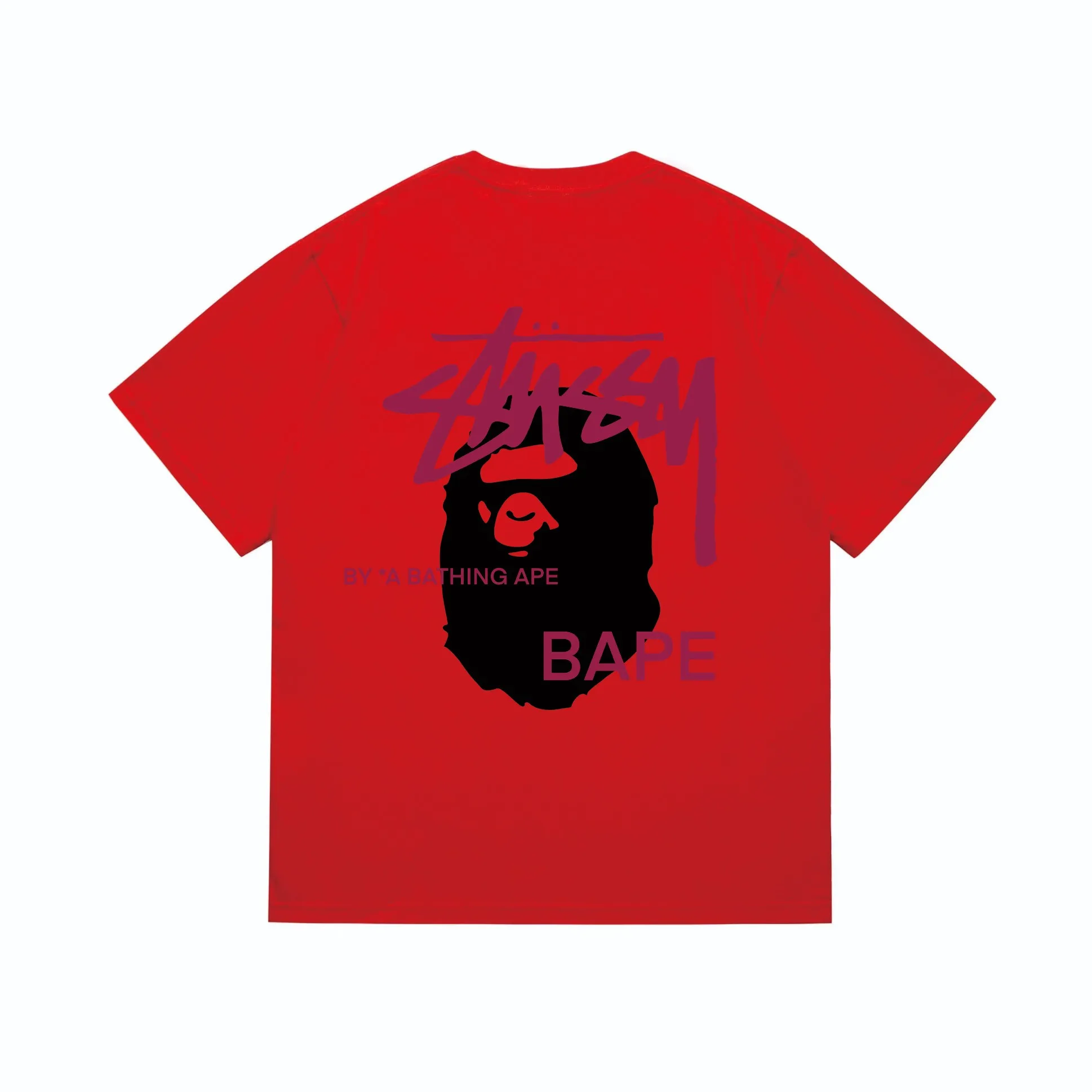 SC210#p110💰 (top version) BAPE×Stussy co-branded Stussy letter ape print T-shirt Made of 260 grams of high-quality high-weave pure cotton fabric, double yarn combed, soft texture and no pilling Imported environmentally friendly printing glue, bright and three-dimensional pattern, quality 💥Same style for men and women, the upper body is fashionable Color: black and yellow print, white and yellow print, gray and yellow print, pink and yellow print, red and yellow print, white and black print, pink and black print Red and black printing Gray and black printing White and purple printing Pink and purple printing Red and purple printing Gray and purple printing Size: S M L XL XXL