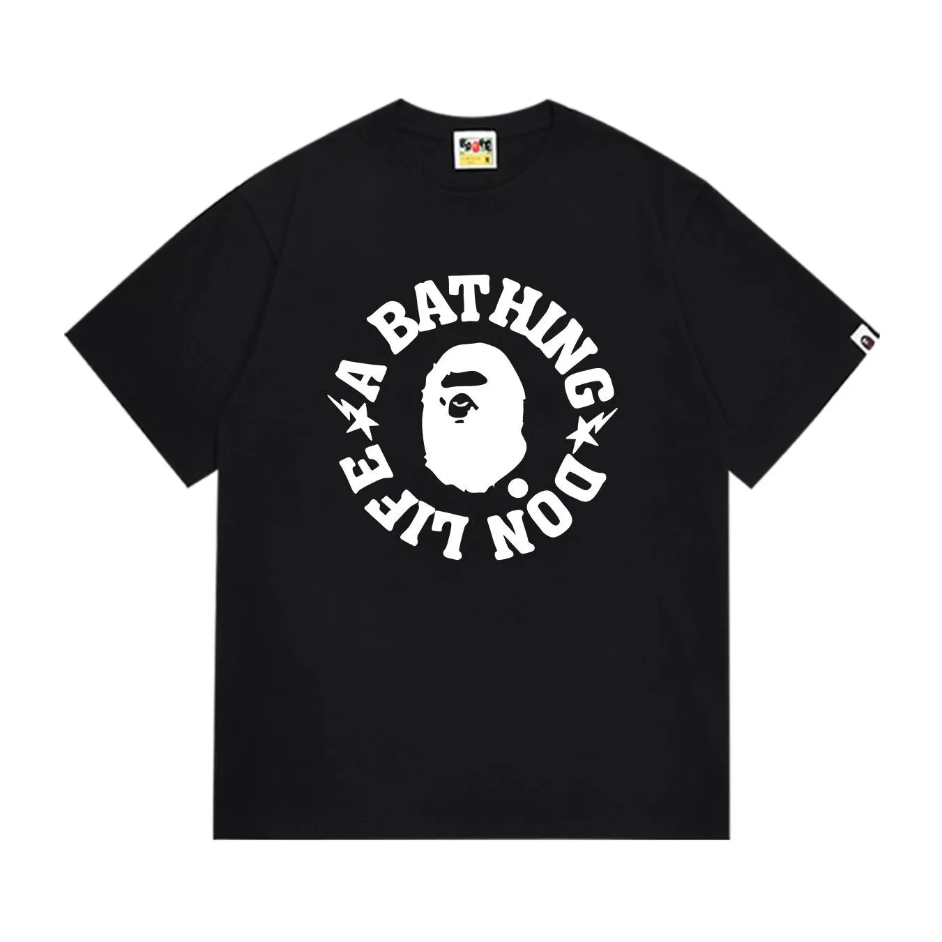 SC273#p110💰 (top version) BAPE uses 260 grams of high-quality high-weave pure cotton fabric, double yarn combed, soft texture and no pilling, imported environmentally friendly printing glue, bright and three-dimensional pattern, quality 💥Same style for men and women, the upper body is fashionable Color: black white Size: S M L XL XXL