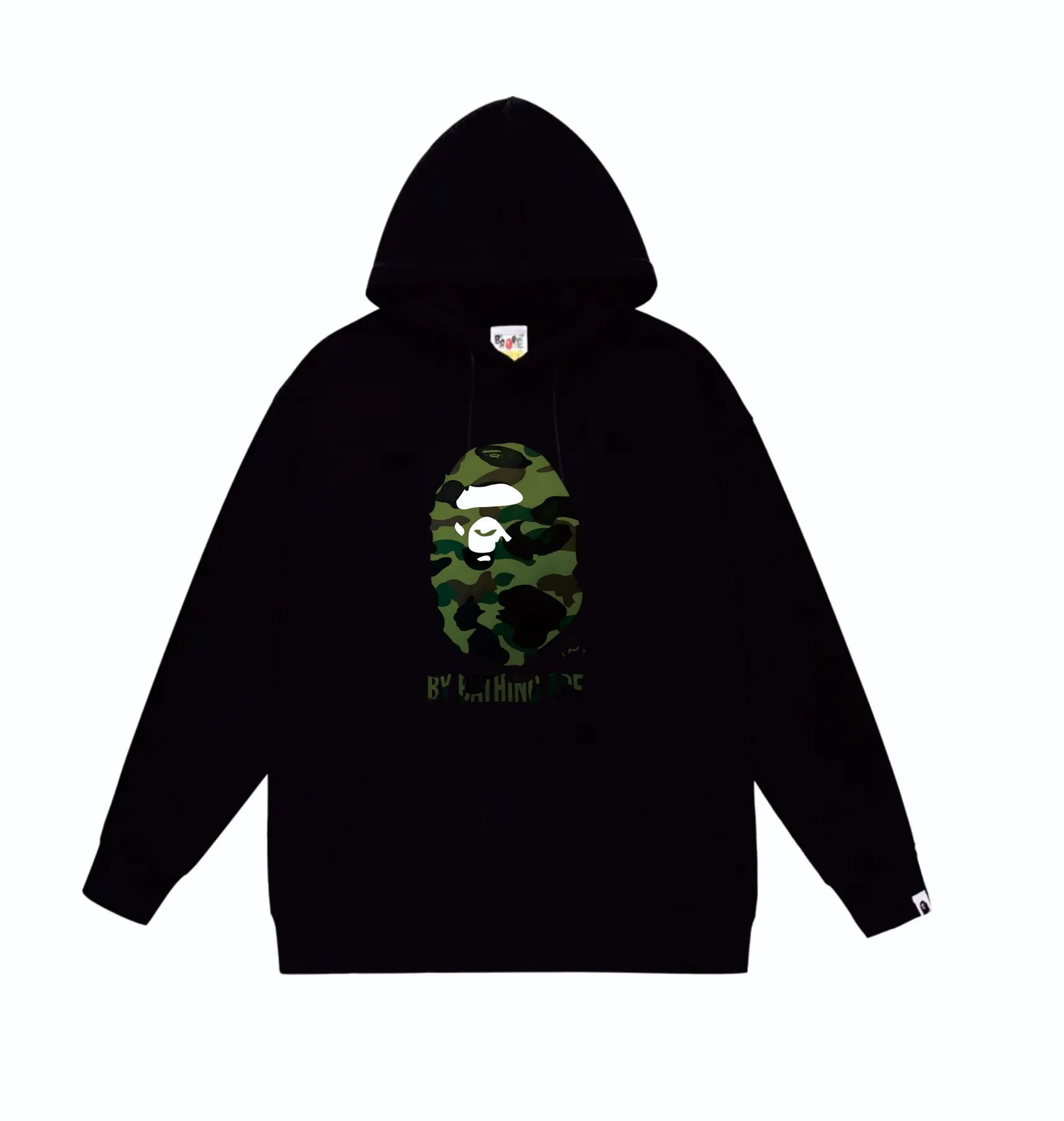 P160 model number SC860# terry 80 plus velvet 90 (top version) BAPE's classic great ape print camouflage hooded sweatshirt. Made of 380g large terry (drop shoulder large version) fabric. The texture is soft and does not pill. Imported environmentally friendly printing glue. The pattern is bright and three-dimensional. Quality💥Same style for men and women. The upper body is trendy. Color: black and yellow, white and yellow, gray and yellow, black and green, white and green, gray and green. Size: S M L XL XXL