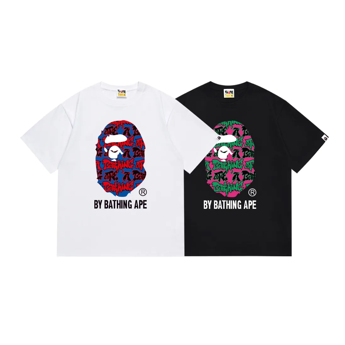 SC121#p110💰 (top version) BAPE camouflage ape head letter printed short-sleeved T-shirt Made of 260 grams of high-quality high-woven pure cotton fabric, double yarn combed, soft texture and no pilling Imported environmentally friendly printing glue, bright and three-dimensional pattern, quality 💥Same style for men and women, the upper body is fashionable Color: black white Size: S M L XL XXL