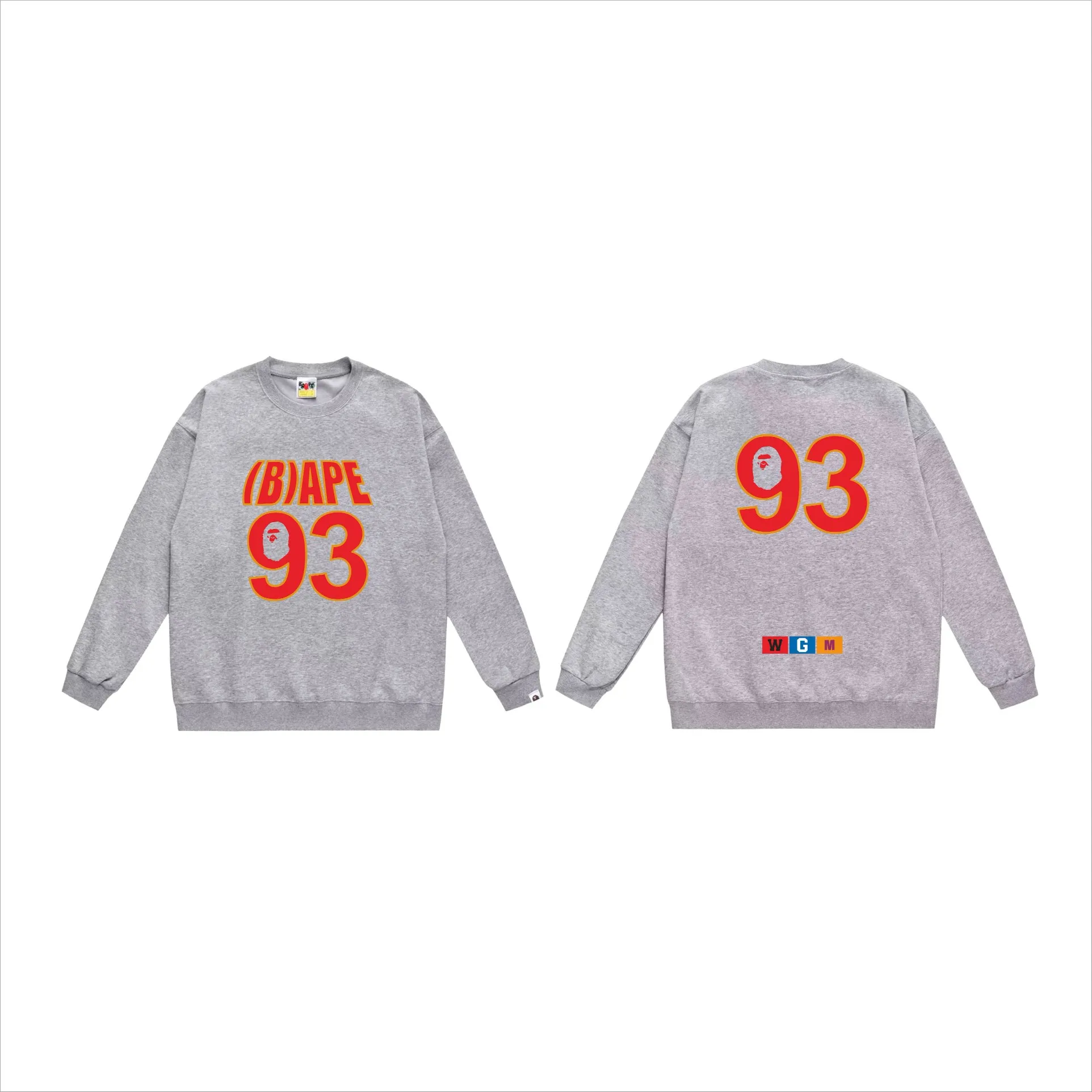 P150 model number SC530# terry 75 plus velvet 80 (top version) BAPE ape head WGM alphanumeric print pattern round neck sweatshirt Made of 350g large terry (drop shoulder large version) fabric, soft texture and no pilling Imported environmentally friendly printing glue The pattern is bright and three-dimensional Quality 💥Same style for men and women The upper body is trendy Color: black white gray Size: S M L XL XXL