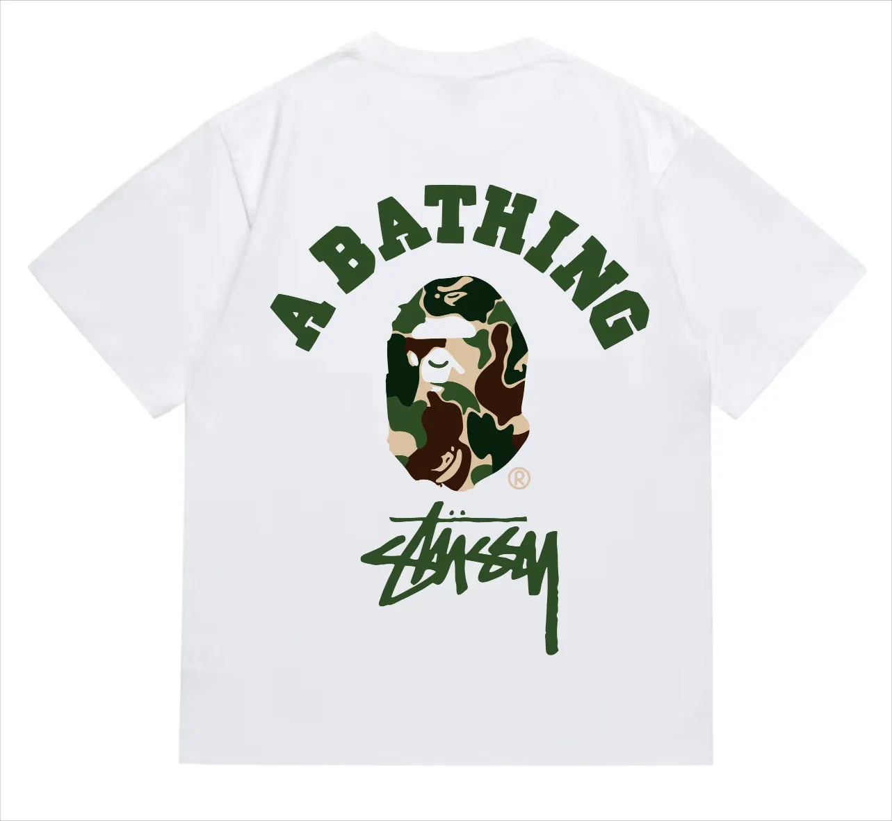 SC212#p110💰 (top version) BAPE×Stussy co-branded Stussy letter ape print T-shirt Made of 260 grams of high-quality high-weave pure cotton fabric, double yarn combed, soft texture and no pilling Imported environmentally friendly printing glue The pattern is bright and three-dimensional The quality is the same for men and women The upper body is trendy Color: Black White Gray Pink Red Size: S M L XL XXL