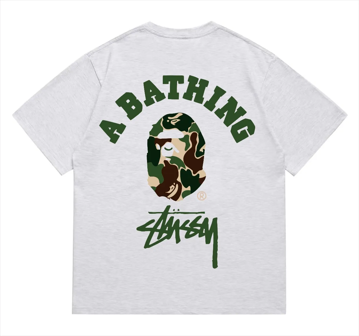 SC212#p110💰 (top version) BAPE×Stussy co-branded Stussy letter ape print T-shirt Made of 260 grams of high-quality high-weave pure cotton fabric, double yarn combed, soft texture and no pilling Imported environmentally friendly printing glue The pattern is bright and three-dimensional The quality is the same for men and women The upper body is trendy Color: Black White Gray Pink Red Size: S M L XL XXL