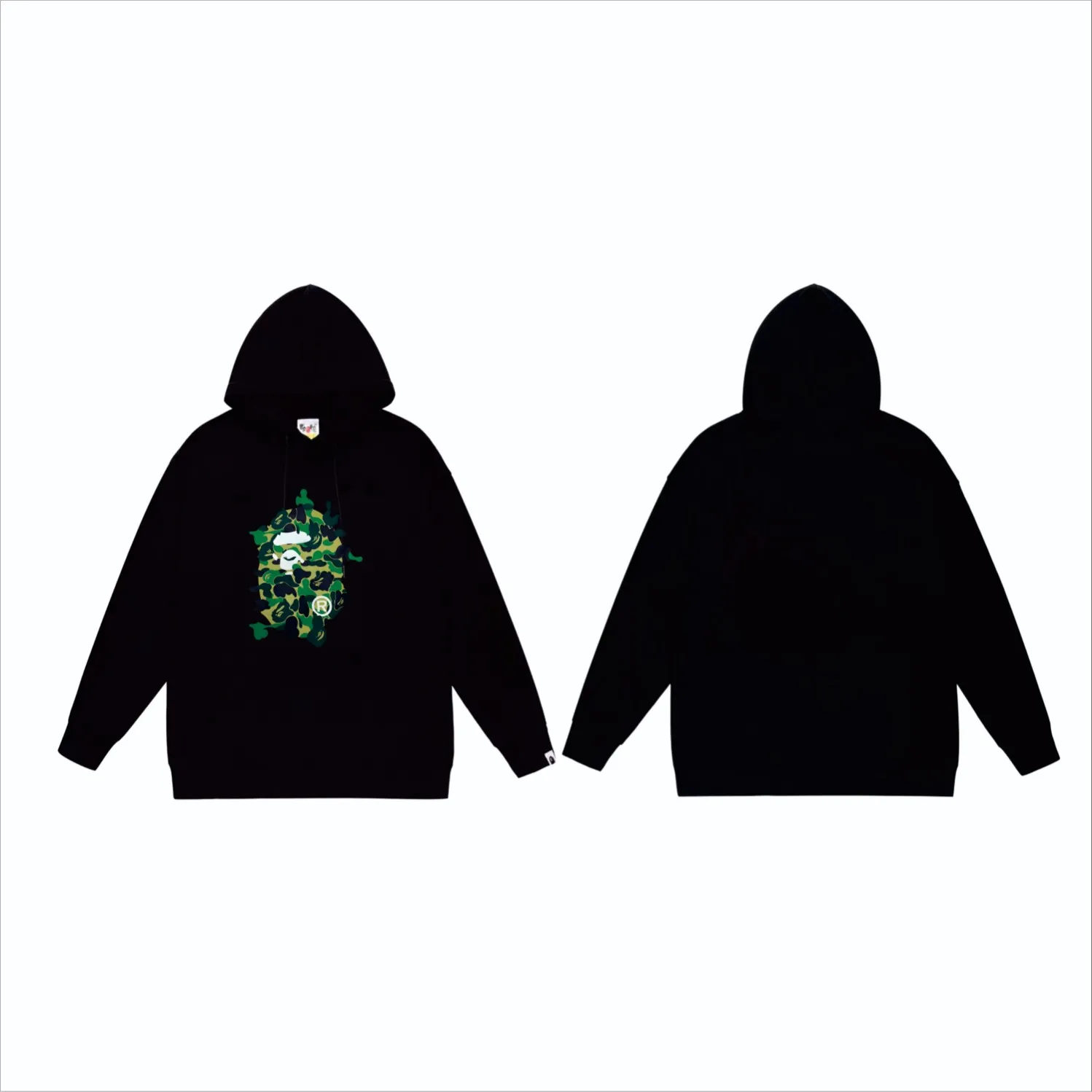 P160 model number SC846# terry 80 plus velvet 90 (top version) BAPE ABC CAMO REBUILD BIG APE HEAD TEE restructured ape-man big head print hooded sweatshirt. Made of 380 grams of large terry (drop shoulder large version) fabric. The texture is soft and does not pill. Imported environmentally friendly printing glue. The pattern is bright and three-dimensional. Quality💥Same style for men and women. The upper body is trendy. Color: black green, white green, gray green, black blue White blue Gray blue Black pink White pink Gray pink Size: S M L XL XXL