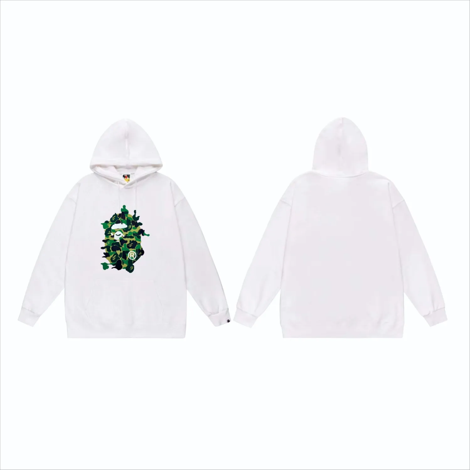 P160 model number SC846# terry 80 plus velvet 90 (top version) BAPE ABC CAMO REBUILD BIG APE HEAD TEE restructured ape-man big head print hooded sweatshirt. Made of 380 grams of large terry (drop shoulder large version) fabric. The texture is soft and does not pill. Imported environmentally friendly printing glue. The pattern is bright and three-dimensional. Quality💥Same style for men and women. The upper body is trendy. Color: black green, white green, gray green, black blue White blue Gray blue Black pink White pink Gray pink Size: S M L XL XXL