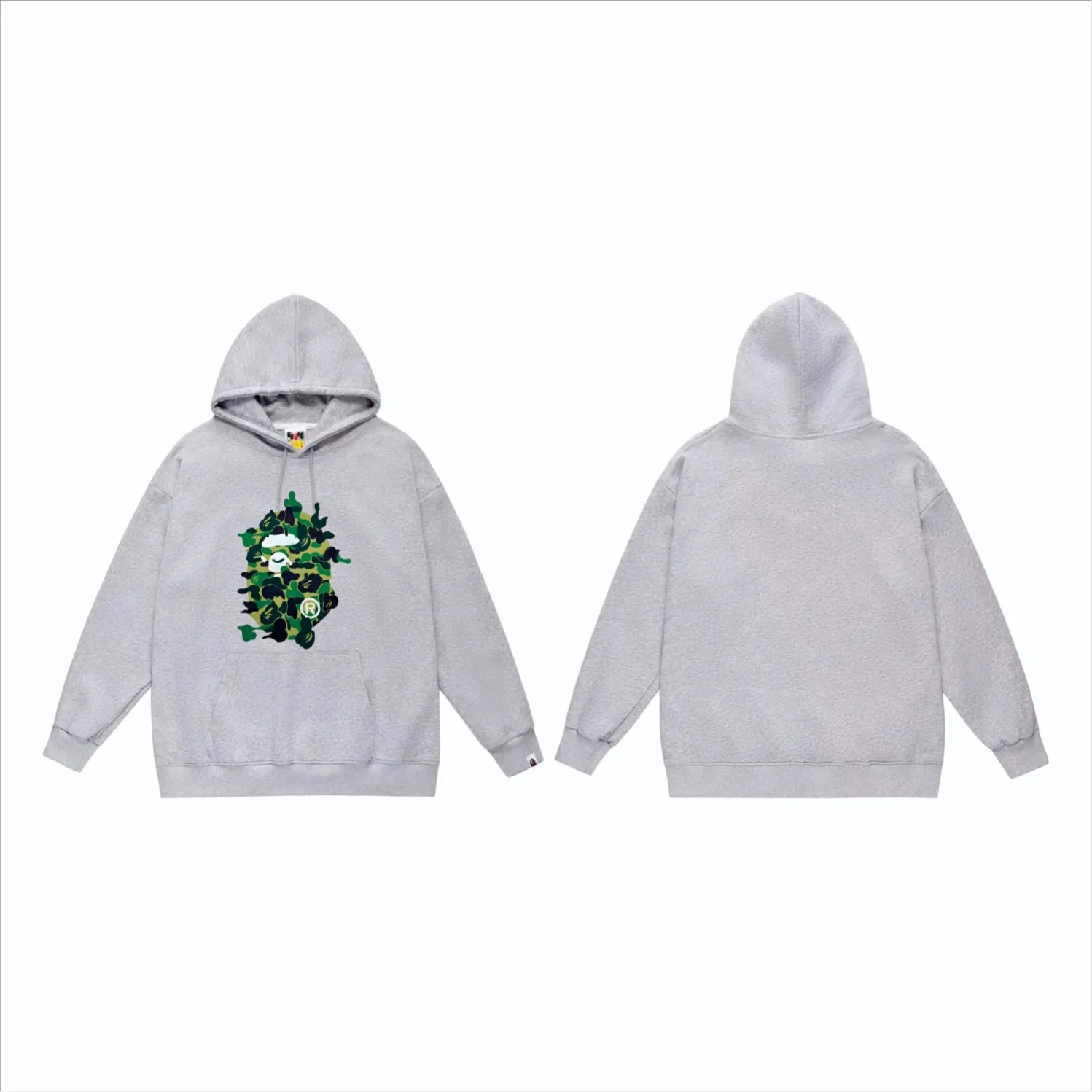 P160 model number SC846# terry 80 plus velvet 90 (top version) BAPE ABC CAMO REBUILD BIG APE HEAD TEE restructured ape-man big head print hooded sweatshirt. Made of 380 grams of large terry (drop shoulder large version) fabric. The texture is soft and does not pill. Imported environmentally friendly printing glue. The pattern is bright and three-dimensional. Quality💥Same style for men and women. The upper body is trendy. Color: black green, white green, gray green, black blue White blue Gray blue Black pink White pink Gray pink Size: S M L XL XXL