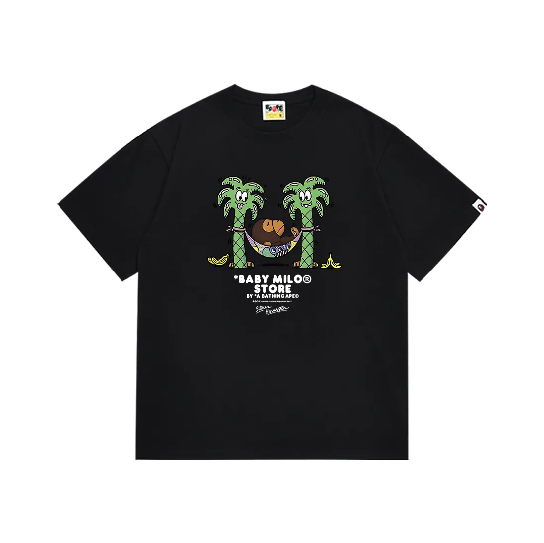 SC190#p110💰 (top version) BAPE lazy monkey cartoon animation pattern printed T-shirt Made of 260 grams of high-quality high-woven pure cotton fabric, double yarn combed, soft texture and no pilling Imported environmentally friendly printing glue, bright and three-dimensional pattern, quality 💥Same style for men and women, the upper body is fashionable Color: black white Size: S M L XL XXL