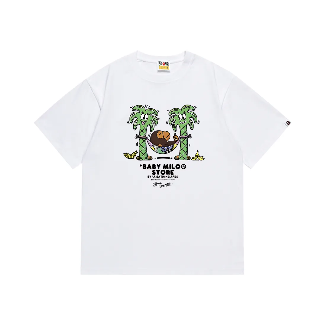 SC190#p110💰 (top version) BAPE lazy monkey cartoon animation pattern printed T-shirt Made of 260 grams of high-quality high-woven pure cotton fabric, double yarn combed, soft texture and no pilling Imported environmentally friendly printing glue, bright and three-dimensional pattern, quality 💥Same style for men and women, the upper body is fashionable Color: black white Size: S M L XL XXL