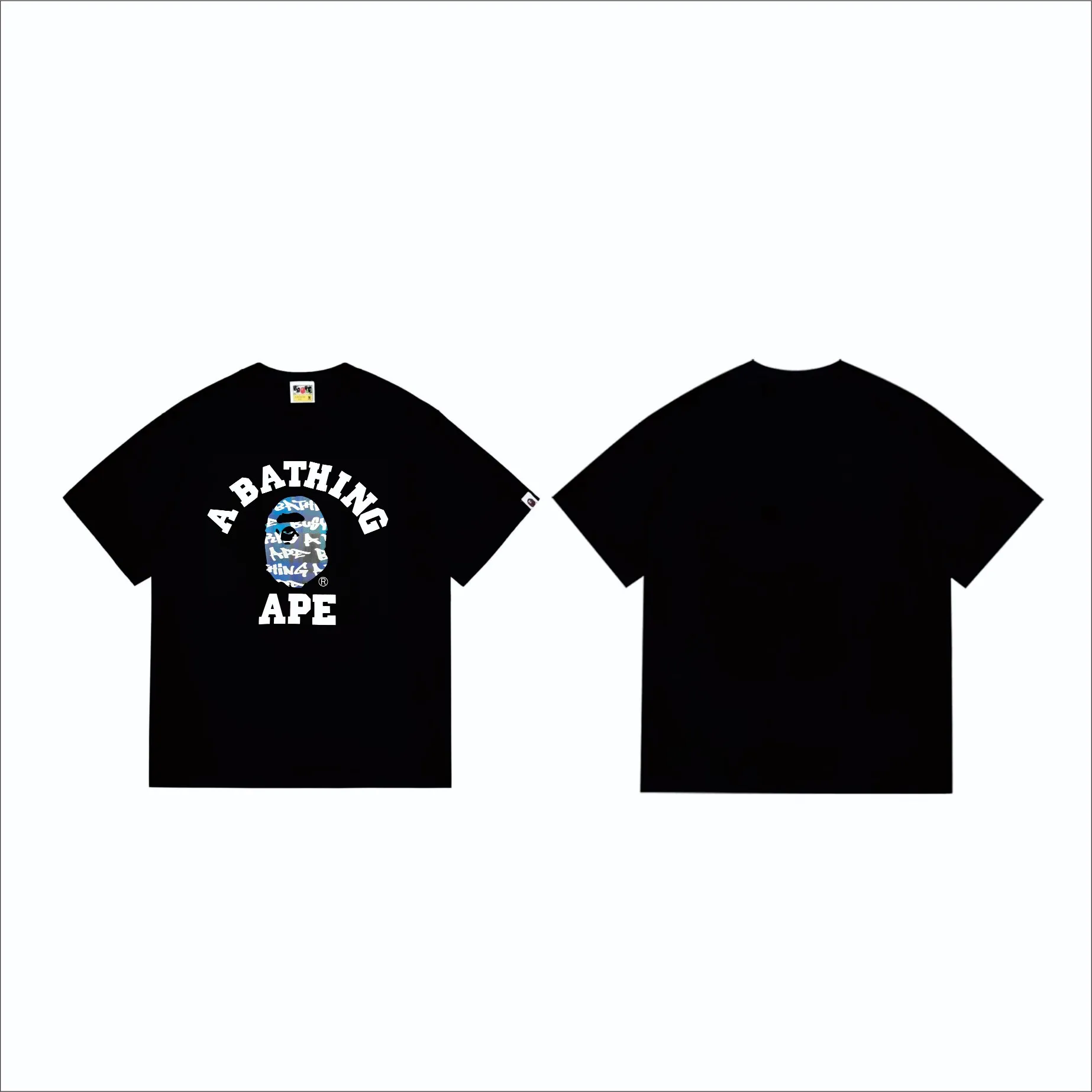 SC259#p110💰 (top version) BAPE ape head letter print graffiti plaid pattern short-sleeved T-shirt Made of 260 grams of high-quality high-weave pure cotton fabric, double yarn combed, soft texture and no pilling Imported environmentally friendly printing glue, bright and three-dimensional pattern, quality 💥Same style for men and women, the upper body is fashionable Color: black and blue, white and blue, black and red, white and red Size: S M L XL XXL
