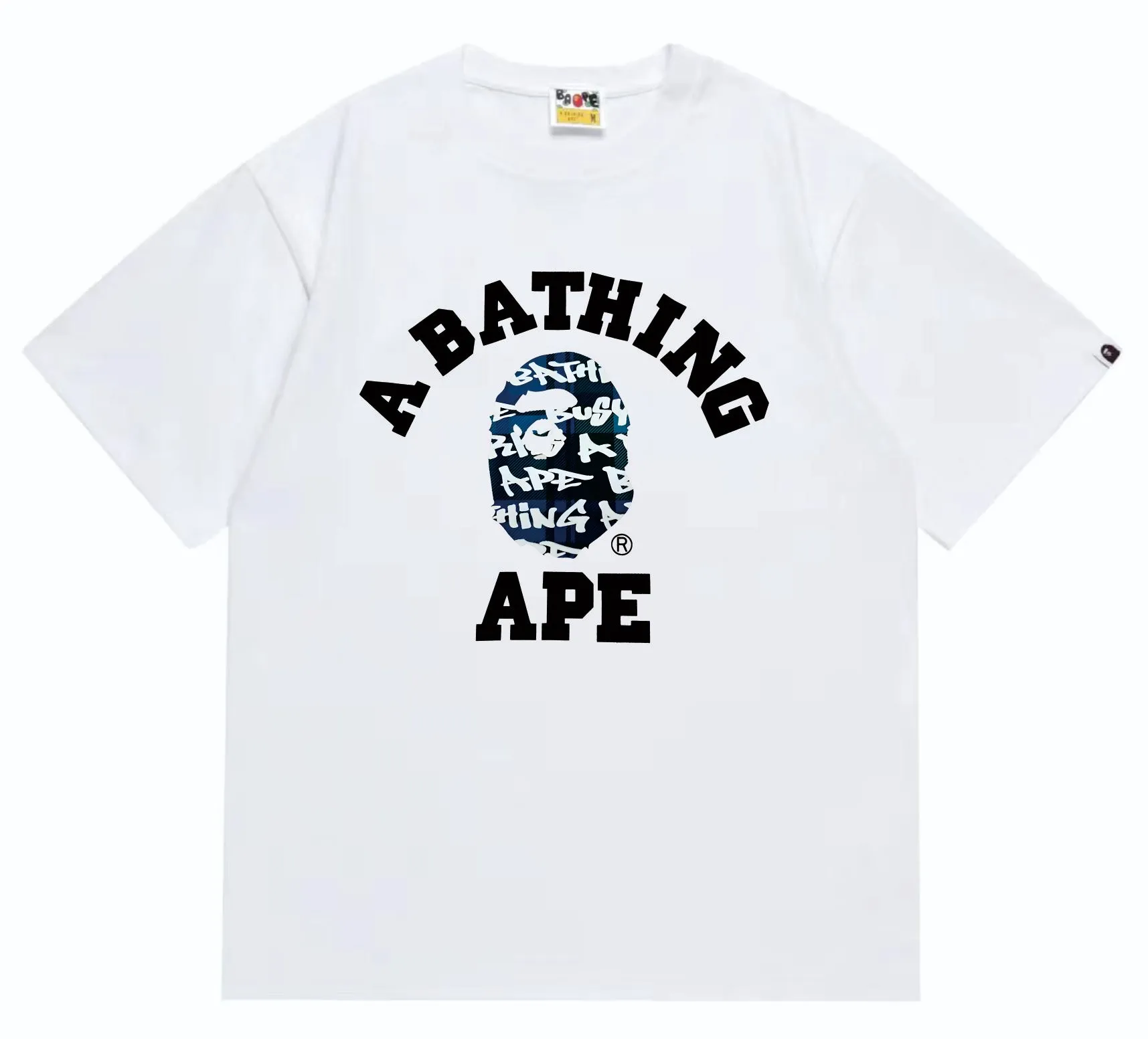 SC259#p110💰 (top version) BAPE ape head letter print graffiti plaid pattern short-sleeved T-shirt Made of 260 grams of high-quality high-weave pure cotton fabric, double yarn combed, soft texture and no pilling Imported environmentally friendly printing glue, bright and three-dimensional pattern, quality 💥Same style for men and women, the upper body is fashionable Color: black and blue, white and blue, black and red, white and red Size: S M L XL XXL