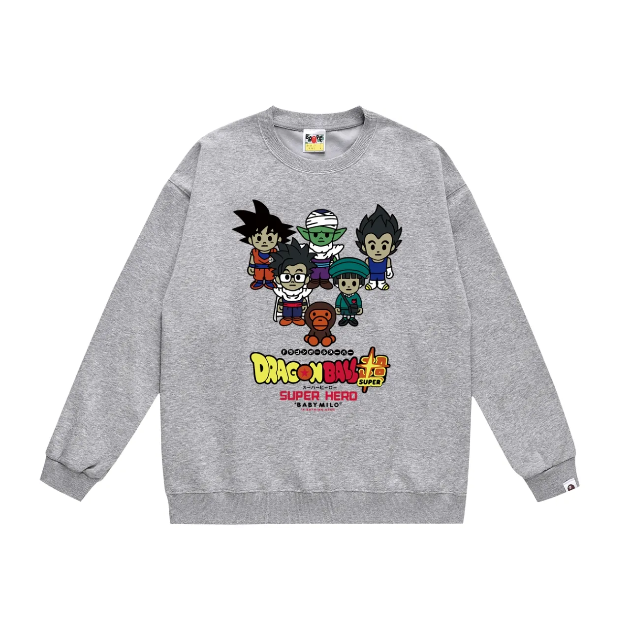 P150 model number SC485# terry 75 plus velvet 80 (top version) BAPE MILO × Dragon Ball Super SUPER HERO printed round neck sweatshirt Made of 350g large terry (drop shoulder large version) fabric, soft texture and no pilling Imported environmentally friendly printing glue The pattern is bright and three-dimensional Quality 💥Same style for men and women The upper body is trendy Color: black white gray Size: S M L XL XXL