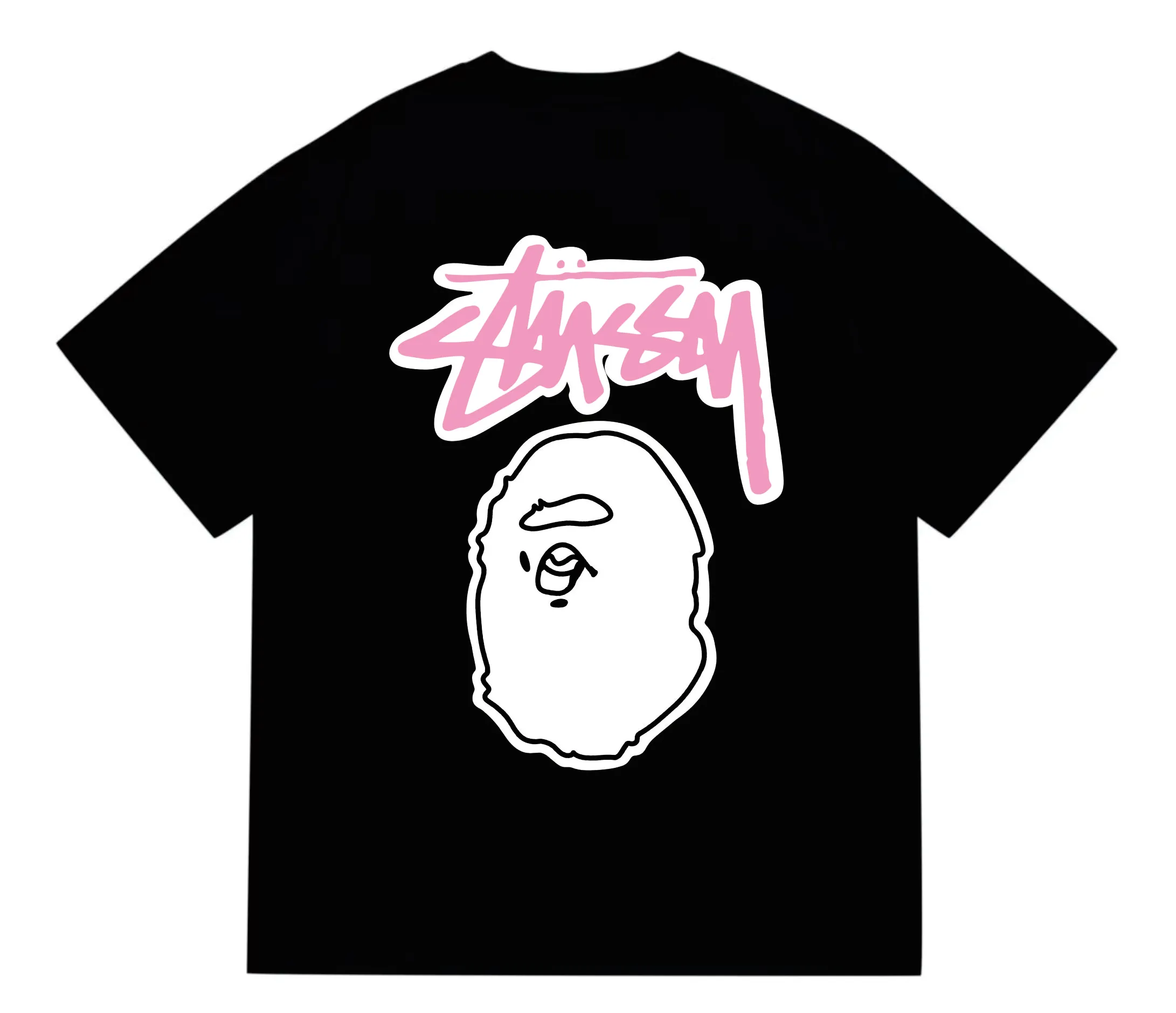 SC206#p110💰 (top version) BAPE×Stussy co-branded Stussy letter ape print T-shirt Made of 260 grams of high-quality high-weave pure cotton fabric, double yarn combed, soft texture and no pilling Imported environmentally friendly printing glue, bright and three-dimensional pattern, quality 💥Same style for men and women, the upper body is fashionable Color: black and white, gray and white, pink and white, red and white, white and black, gray and black, pink and black, red and black Size: S M L XL XXL