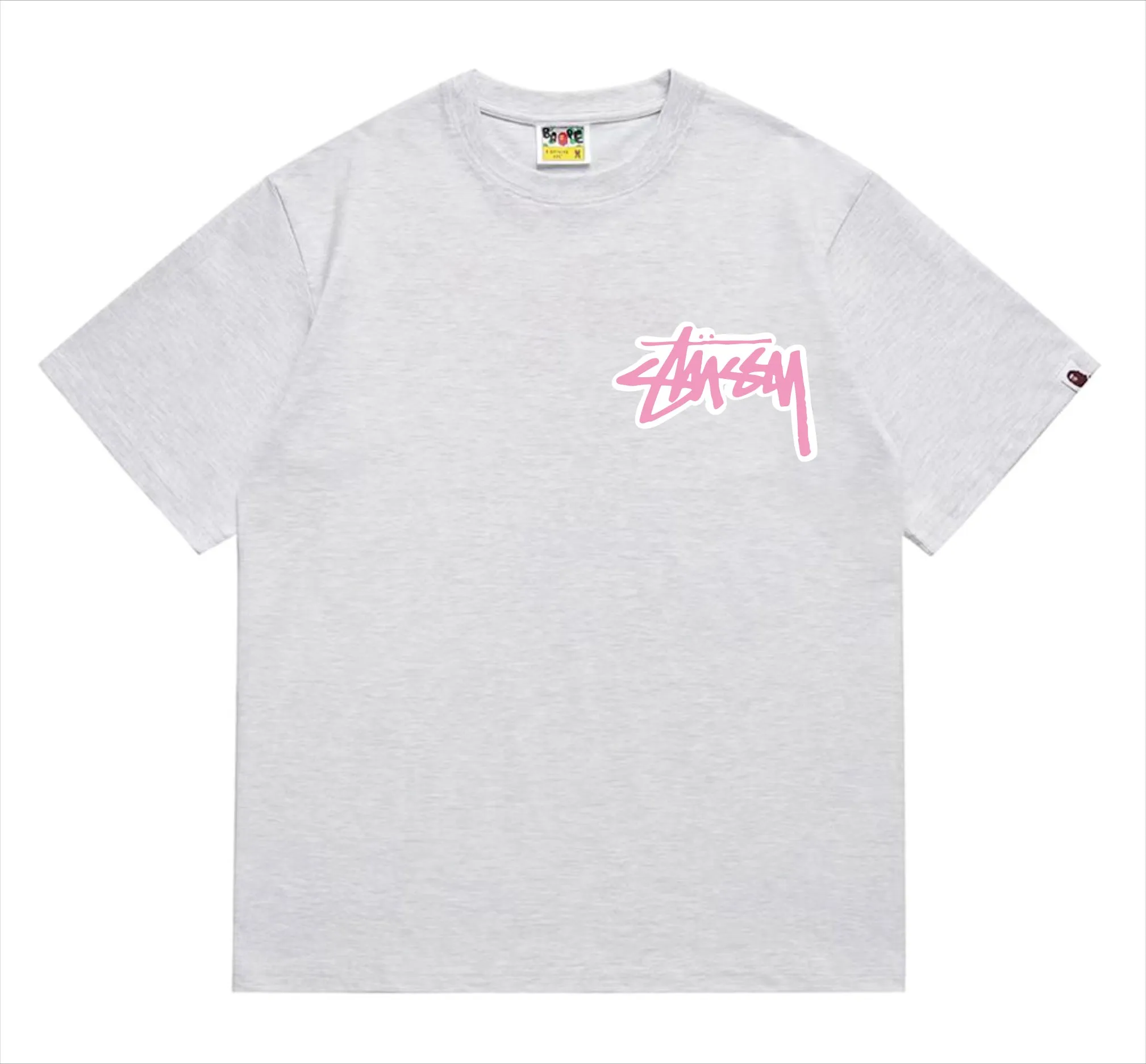 SC206#p110💰 (top version) BAPE×Stussy co-branded Stussy letter ape print T-shirt Made of 260 grams of high-quality high-weave pure cotton fabric, double yarn combed, soft texture and no pilling Imported environmentally friendly printing glue, bright and three-dimensional pattern, quality 💥Same style for men and women, the upper body is fashionable Color: black and white, gray and white, pink and white, red and white, white and black, gray and black, pink and black, red and black Size: S M L XL XXL