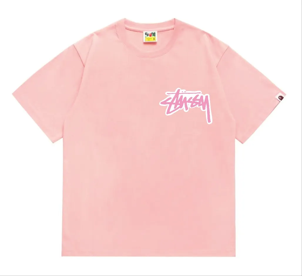 SC206#p110💰 (top version) BAPE×Stussy co-branded Stussy letter ape print T-shirt Made of 260 grams of high-quality high-weave pure cotton fabric, double yarn combed, soft texture and no pilling Imported environmentally friendly printing glue, bright and three-dimensional pattern, quality 💥Same style for men and women, the upper body is fashionable Color: black and white, gray and white, pink and white, red and white, white and black, gray and black, pink and black, red and black Size: S M L XL XXL
