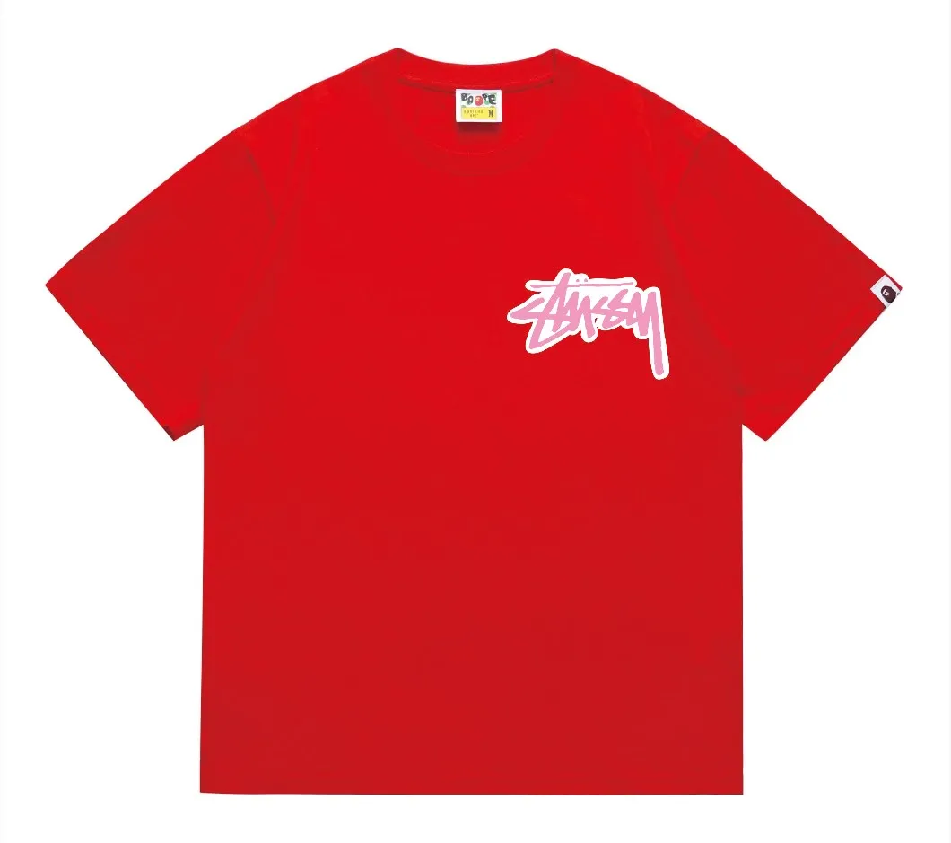 SC206#p110💰 (top version) BAPE×Stussy co-branded Stussy letter ape print T-shirt Made of 260 grams of high-quality high-weave pure cotton fabric, double yarn combed, soft texture and no pilling Imported environmentally friendly printing glue, bright and three-dimensional pattern, quality 💥Same style for men and women, the upper body is fashionable Color: black and white, gray and white, pink and white, red and white, white and black, gray and black, pink and black, red and black Size: S M L XL XXL