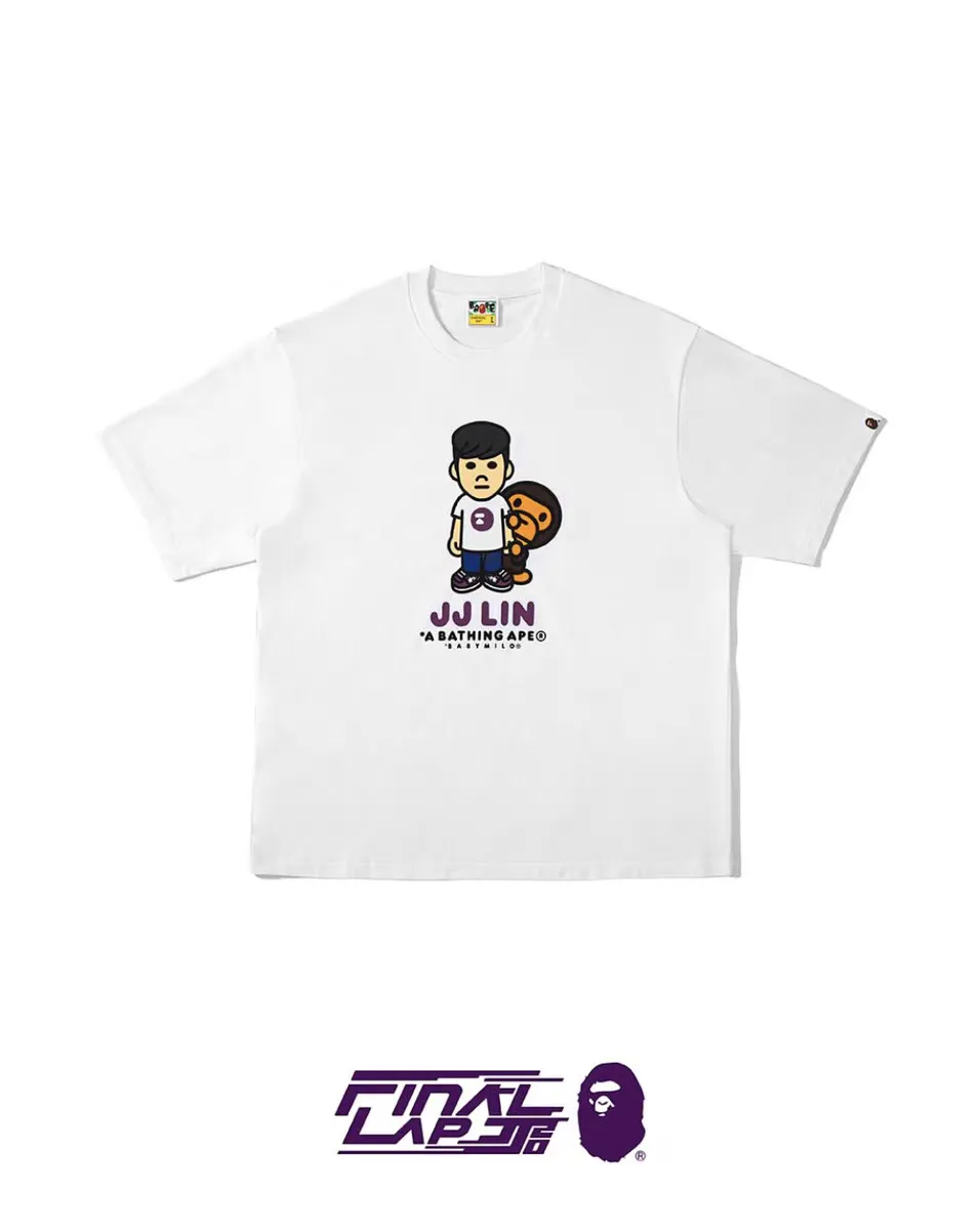 P110 001219 [Ready Stock] BAPE x JJ LIN Junjie Lin joint Milo character short-sleeved T-shirt tour concert same style for men and women code number smlxlxxl white