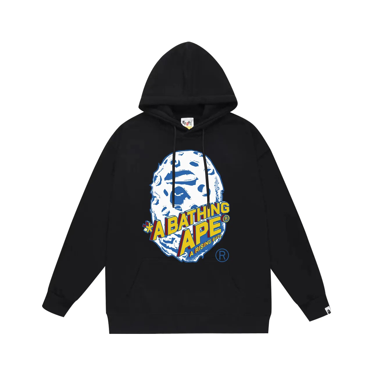 P160 model number SC784# terry 80 plus velvet 90 (top version) BAPE Moon Ape Head Rocket Letter Comic Style Printed Hooded Sweater Made of 380g large terry (drop shoulder large version) fabric, soft texture and non-pilling, imported environmentally friendly printing glue, bright and three-dimensional pattern, quality 💥Same style for men and women. The upper body is trendy. Color: Black White Gray Size: S M L XL XXL