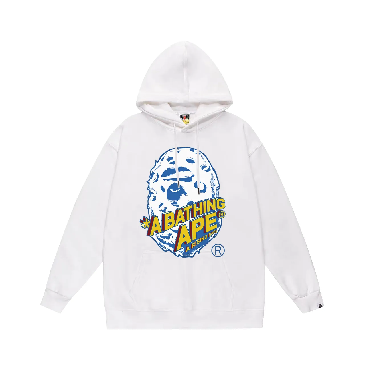 P160 model number SC784# terry 80 plus velvet 90 (top version) BAPE Moon Ape Head Rocket Letter Comic Style Printed Hooded Sweater Made of 380g large terry (drop shoulder large version) fabric, soft texture and non-pilling, imported environmentally friendly printing glue, bright and three-dimensional pattern, quality 💥Same style for men and women. The upper body is trendy. Color: Black White Gray Size: S M L XL XXL