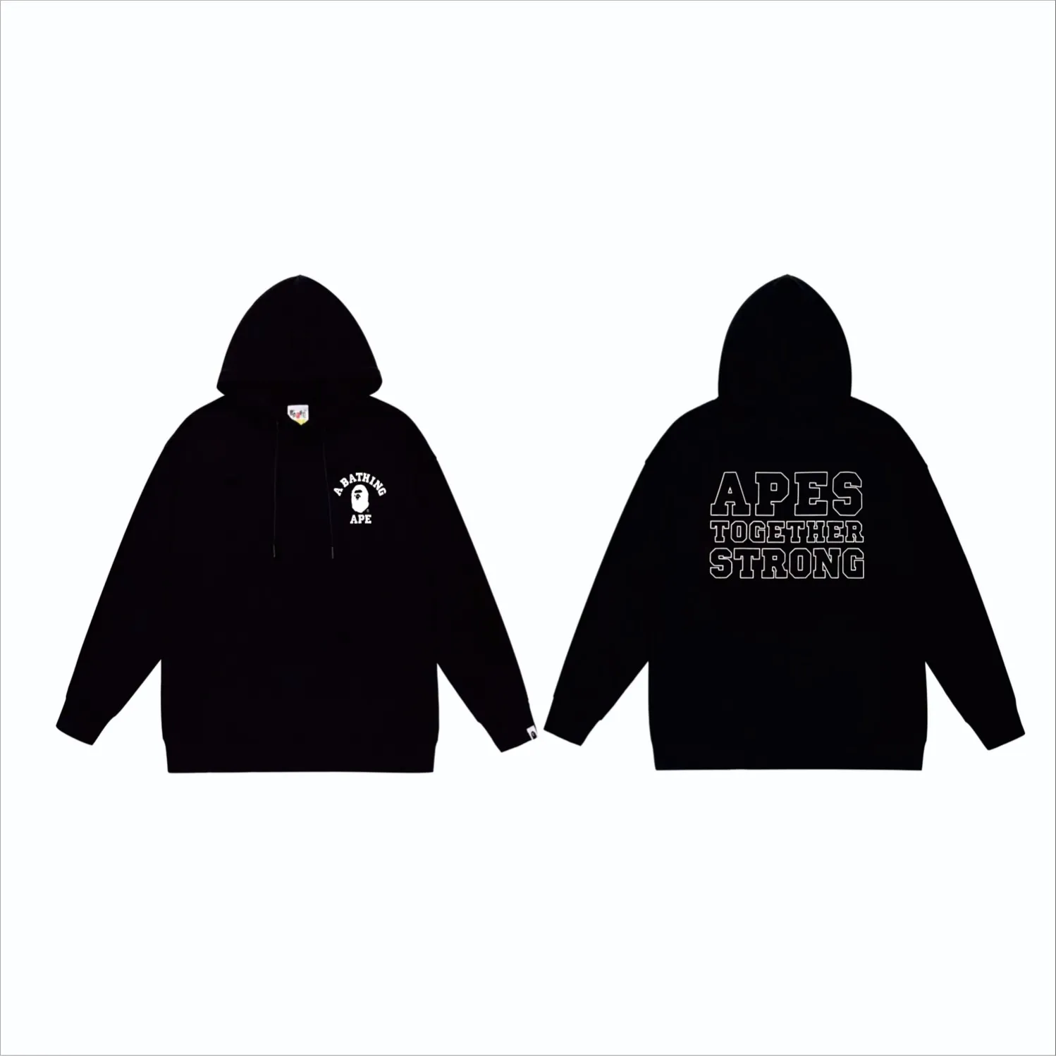 P160 model number SC848# terry 80 plus velvet 90 (top version) BAPE classic ape head letter print pattern hooded sweatshirt. Made of 380g large terry (drop shoulder large version) fabric. The texture is soft and non-pilling. Imported environmentally friendly printing glue. The pattern is bright and three-dimensional. Quality 💥Same style for men and women. The upper body is trendy. Color: black white gray Size: S M L XL XXL