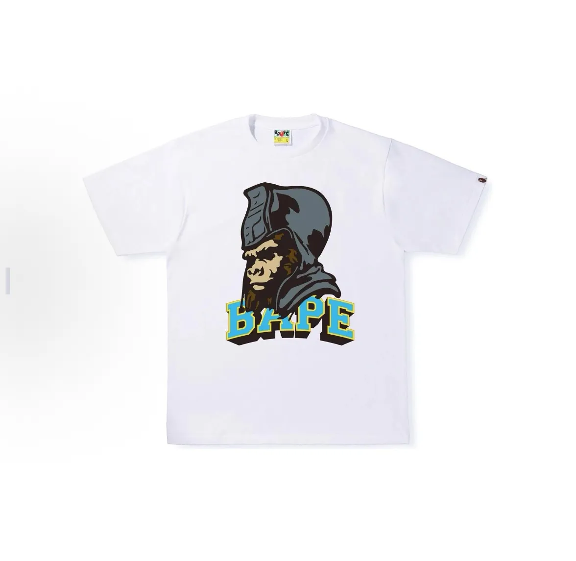 P110 001007 BAPE Ape Logo cartoon print round neck pullover short-sleeved T-shirt, same style for men and women, size smlxlxxl, black and white