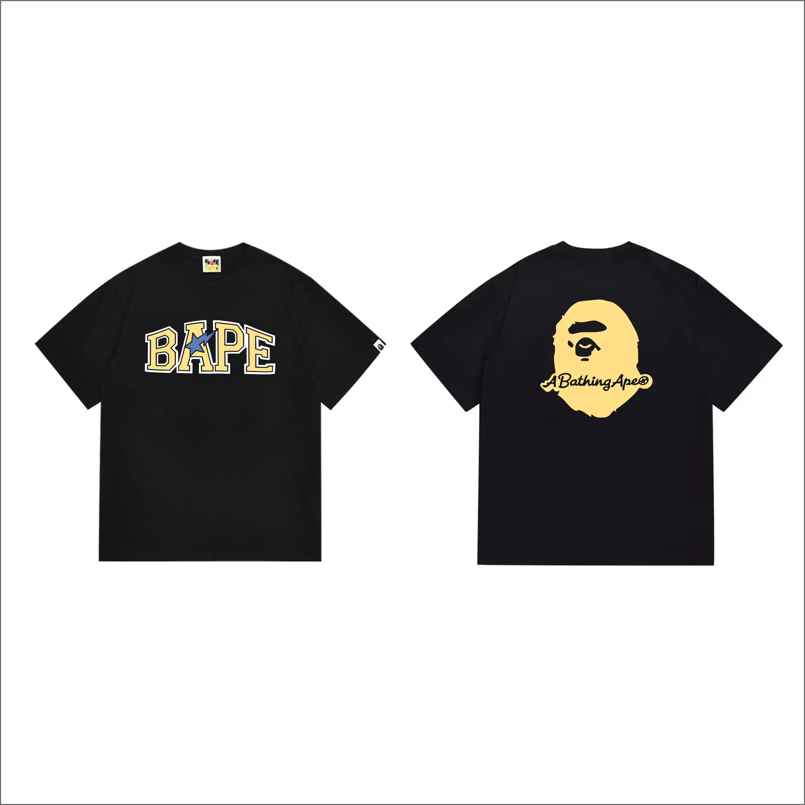 SC279#p110💰 (top version) BAPE uses 260 grams of high-quality high-weave pure cotton fabric, double yarn combed, soft and non-pilling texture, imported environmentally friendly printing glue, bright and three-dimensional pattern, quality 💥Same style for men and women, the upper body is trendy Color: Black White Size: S M L XL XXL