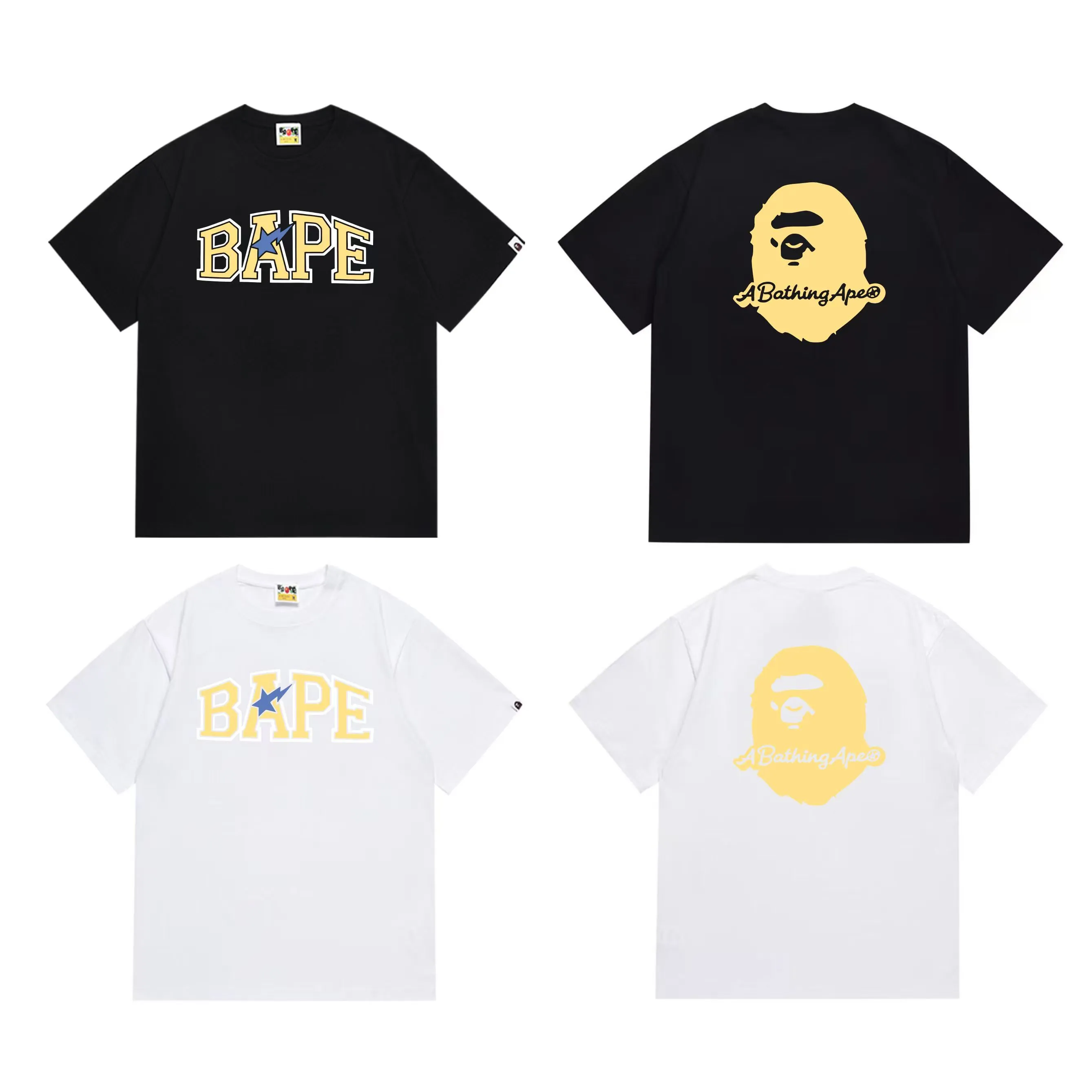 SC279#p110💰 (top version) BAPE uses 260 grams of high-quality high-weave pure cotton fabric, double yarn combed, soft and non-pilling texture, imported environmentally friendly printing glue, bright and three-dimensional pattern, quality 💥Same style for men and women, the upper body is trendy Color: Black White Size: S M L XL XXL