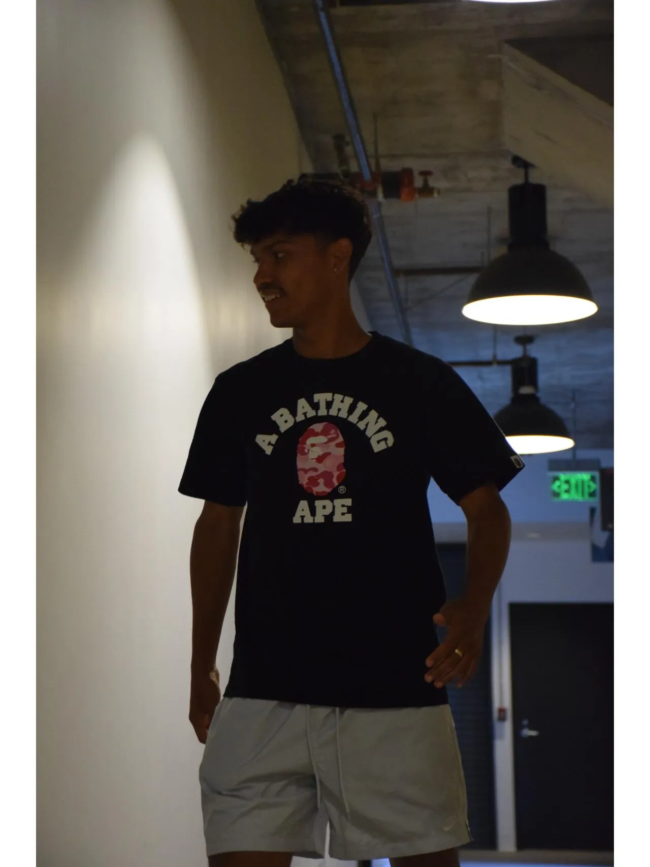 💰140 BAPE ABC camouflage ape head letter printing 270g weight linen cotton fabric ZP version Couple style: S-XXL [Black Green White Green Black Pink White Pink Black Blue White Blue]