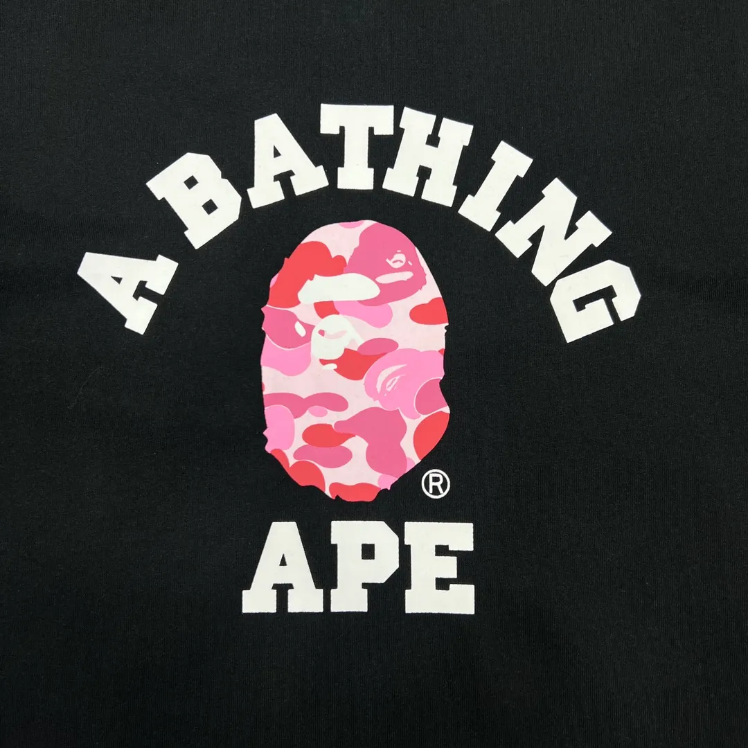 💰140 BAPE ABC camouflage ape head letter printing 270g weight linen cotton fabric ZP version Couple style: S-XXL [Black Green White Green Black Pink White Pink Black Blue White Blue]