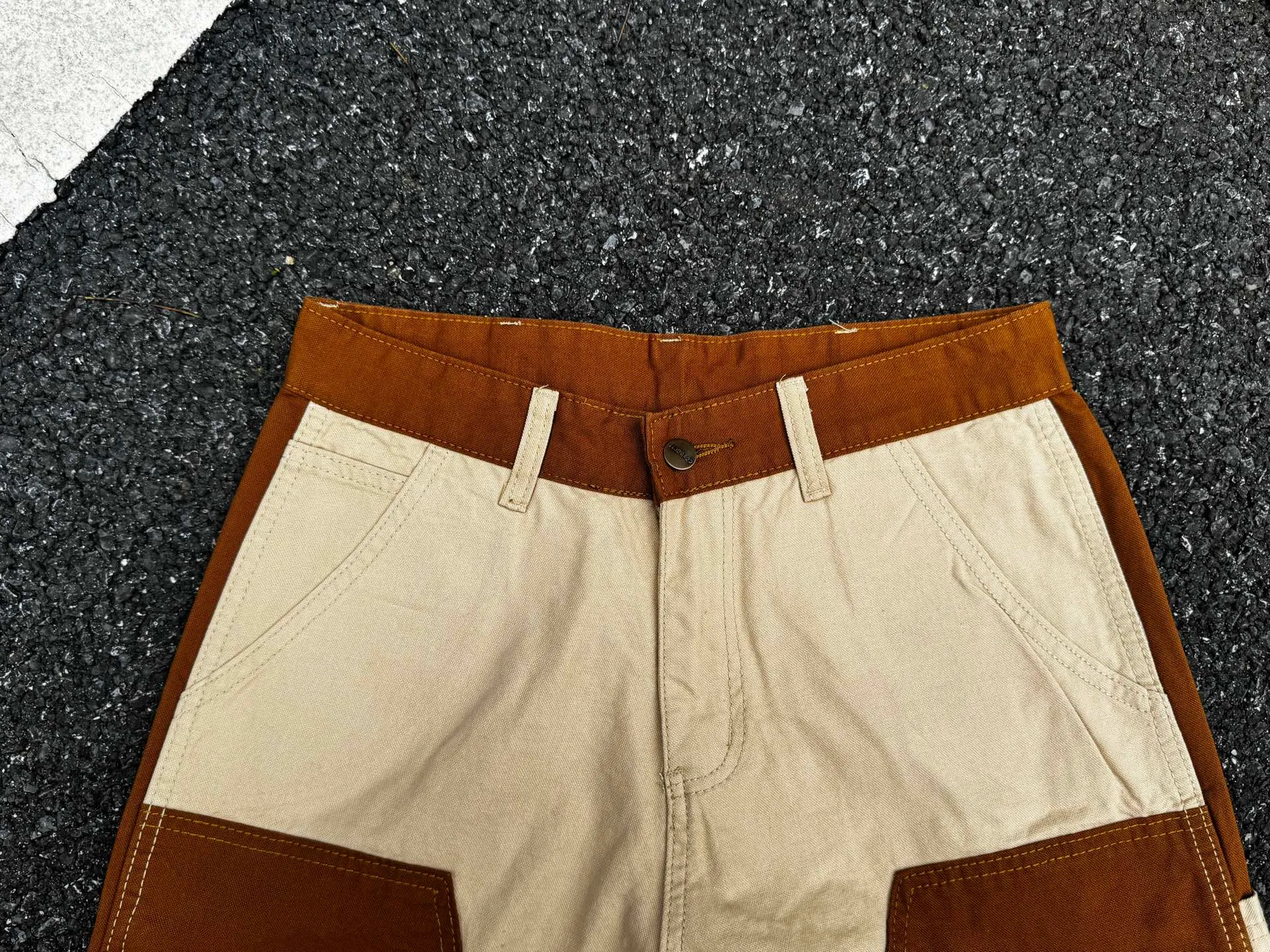 🅿️270 K077 Carhartt WIP 🍫Chocolate Carhartt double knee pants logging pants color matching cleanfit workwear loose straight trousers b01VIBE style Size: 28 30 32 34 36
