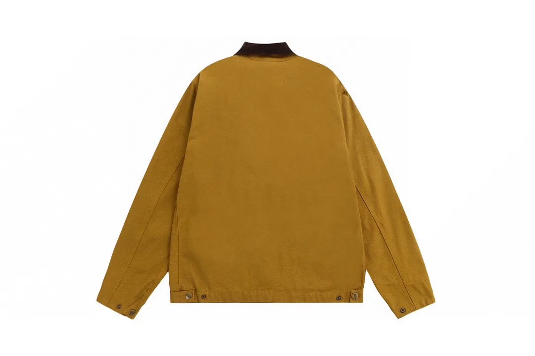 🅿️330 New: Style number: B123 Carhartt Wip Carhartt classic Detroit zipper jacket couple casual work jacket 1️⃣The fabric is made of new environmentally friendly twill fabric. The light wash feels and the color will look better with time. It is a very high-quality fabric!  2️⃣The workmanship details are perfectly controlled, the classic logo is embroidered on the chest, the corduroy lapel highlights the unique style, the customized gold zipper, and the gold buttons all have logos that become more unique as they wear out with use! 3️⃣ Suitable for daily wear and can be worn in various styles. It is a very versatile jacket for men and women! Color: black, yellow, purple Size: S, M, L, XL