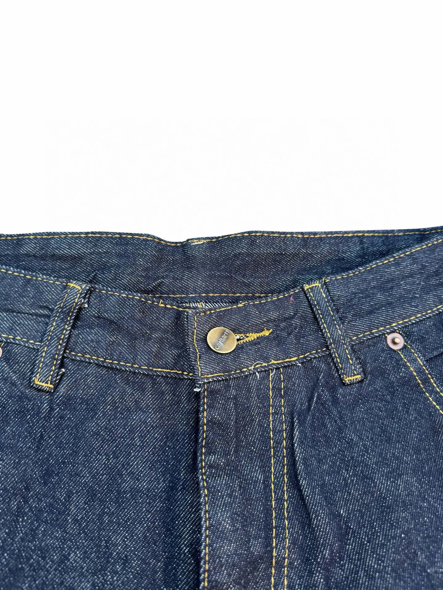 🅿️250 K011 Carhartt WIP Japanese style work style jeans with customized original logo buckle, YKK zipper fly, smooth and easy to pull! Many locations are reinforced with tacks, and the workmanship is solid! The overall tailoring adopts three-dimensional structure tailoring! Ergonomically designed, more flexible when wearing! The cut is streamlined and streamlined, allowing you to move flexibly with your body! Integrates functionality, beauty and durability! Suitable for business, travel, leisure and many other occasions! Straight fit Color: Dark Blue Size: S-XXL