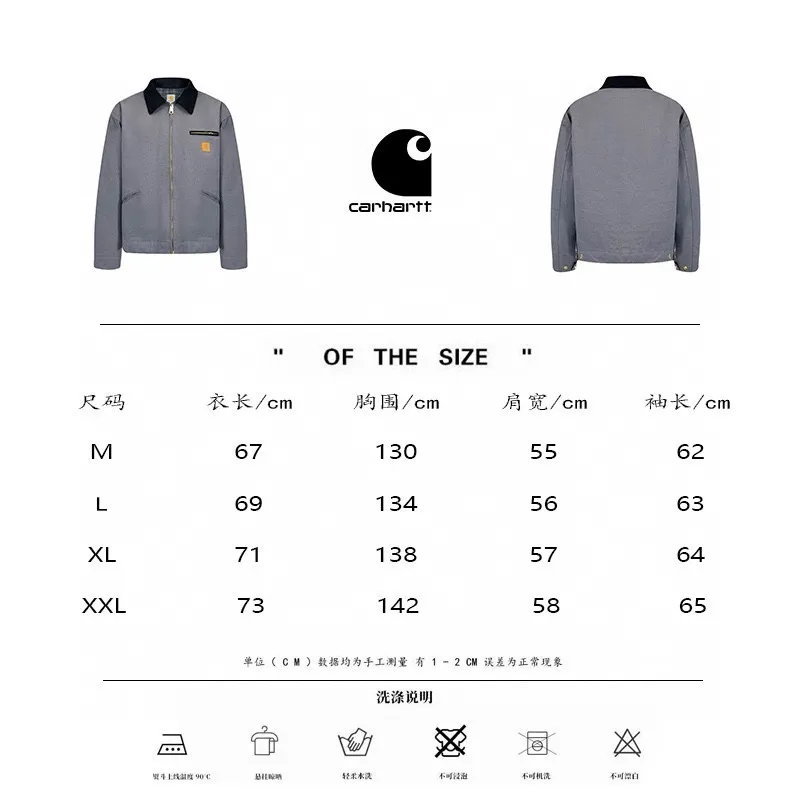 🅿️410 American CARHARTT-Carhart J97 washed and distressed heavy-duty Detroit jacket, vintage work canvas jacket, multi-pocket zipper lapel work jacket, hot-selling item on the platform, daily sales of 200➕ Carhart, an American brand with a history of 130 years, is known for its excellent manufacturing quality Catat is famous for its comfortable and durable high-quality workwear. It is one of the hottest workwear brands in recent times. Its classic status in the hearts of many American workwear players is indescribable. The variety is indescribable⚠ 16oz composite sand-washed Shumei silk. The whole piece weighs 3 pounds. Customized oil-sealed zippers, wool lining, custom leather label, heavy washing, color registration after fading, custom buttons 28 days!  Kanyewest star Alexander Dwayne "The Rock" Johnson and Tom Hardy have the same upper body with a washed distressed effect. Carhart's old-fashioned jacket has the features of shoulder length, short body, wide and slightly long waist, and an inverted triangle shape when viewed from the back. These are common features of American jackets, which are perfectly presented and infinitely magnified in the Detroit jacket. In terms of fabrics, J97 does not use 120Z native canvas, but uses sand and gravel washed canvas, which ensures wear resistance while also increasing softness and comfort. The collar does not use corduroy like J001, but uses sand and gravel washed canvas that is consistent with the main body, but the comfort is no worse than that of corduroy. The LOGO on the chest uses a dark brown PU leather square "leather label" instead of the white background "yellow moon" LOGO cloth label like J011. Color: Petrol Blue Size: M-XXL