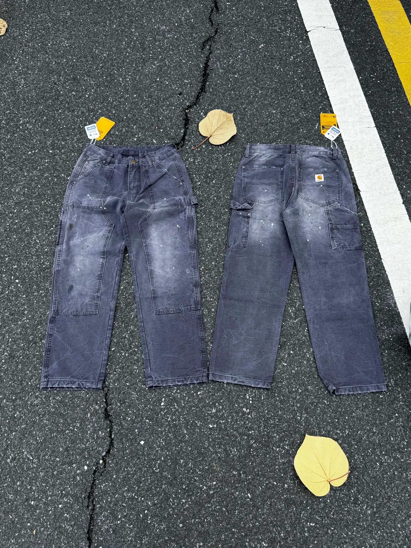 🅿️270 KH2 top vtg Carhartt WIP Carhartt vintage splashed ink holes distressed retro lumberjack Japanese work style jeans Accessories: Customized original logo buckle, including the internal top bracket, which is also compared to the original one with logo hole nails, YKK zipper fly, smooth and easy to pull! Many locations are reinforced with tacks, and the workmanship is solid!  Fabric: The table is made of original authentic custom-made imported fabrics, and the overall tailoring adopts three-dimensional structure tailoring! Ergonomically designed, more flexible when wearing! The cut is streamlined and streamlined, allowing you to move flexibly with your body! Integrates functionality, beauty and durability! Suitable for business, travel, leisure and many other occasions! Straight version Color: Splash gray purple Code number: 28 30 32 34 36